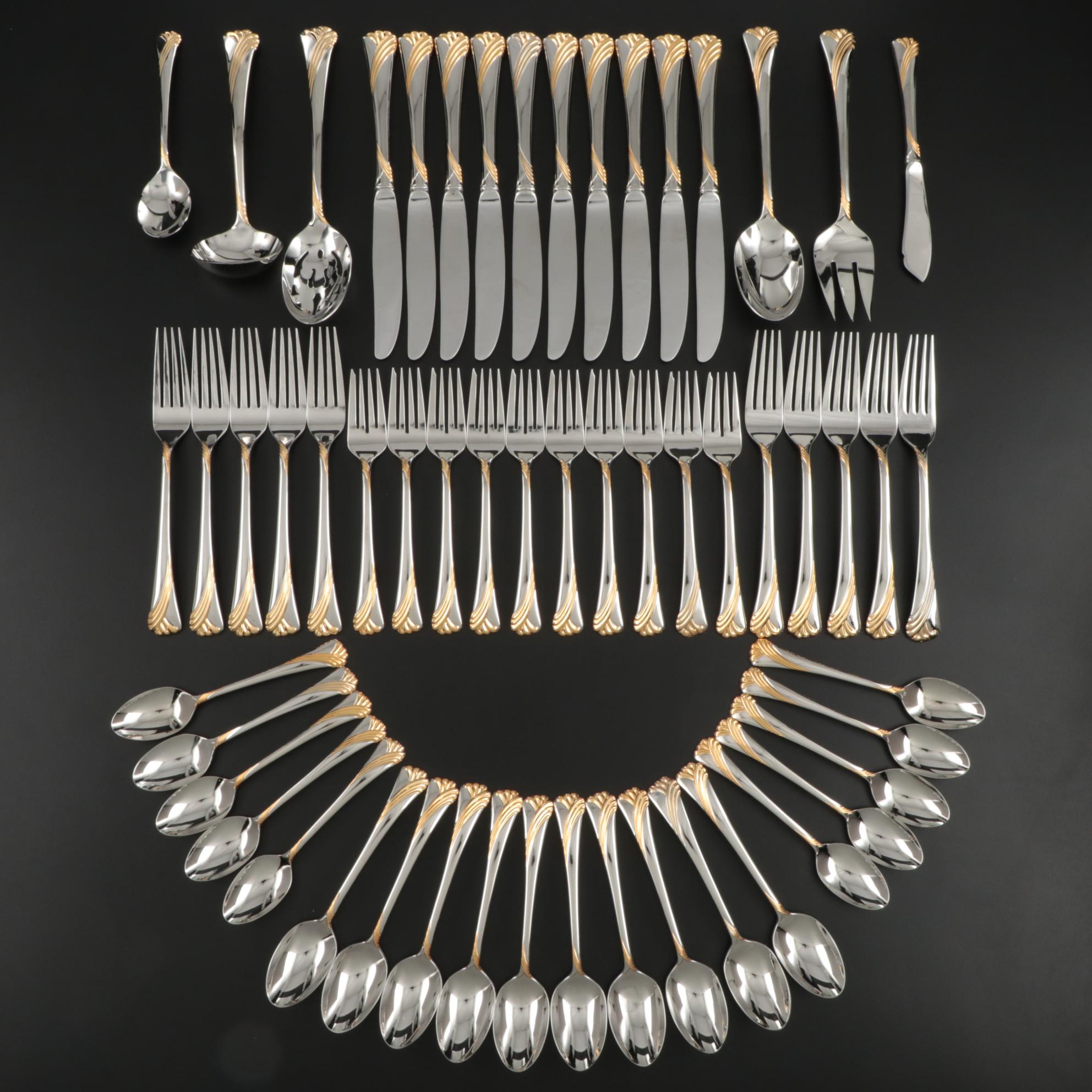 Lenox "Kelly Gold" 18/8 Stainless Steel Flatware and Serving Utensils