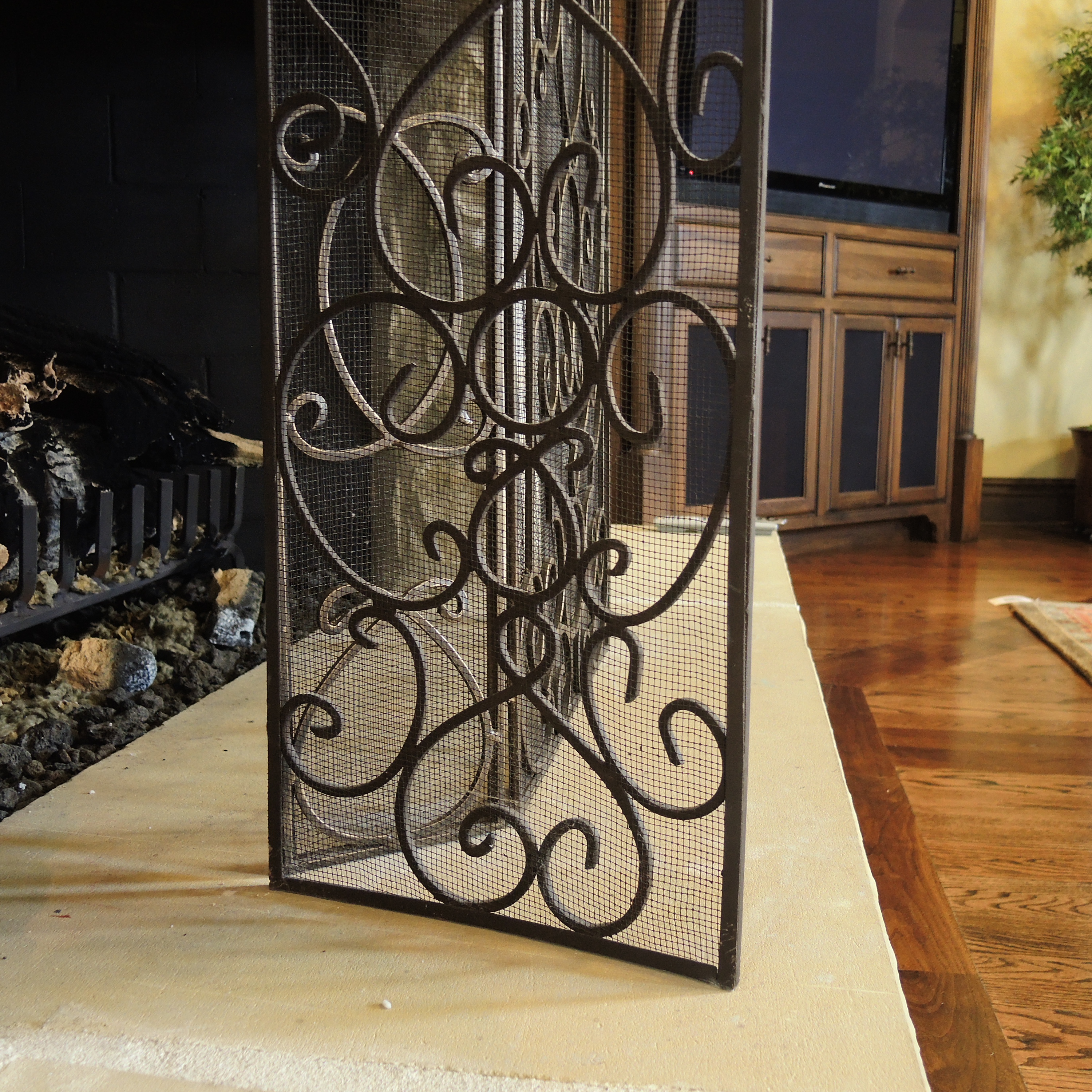 Iron Scrollwork Fireplace Screen EBTH