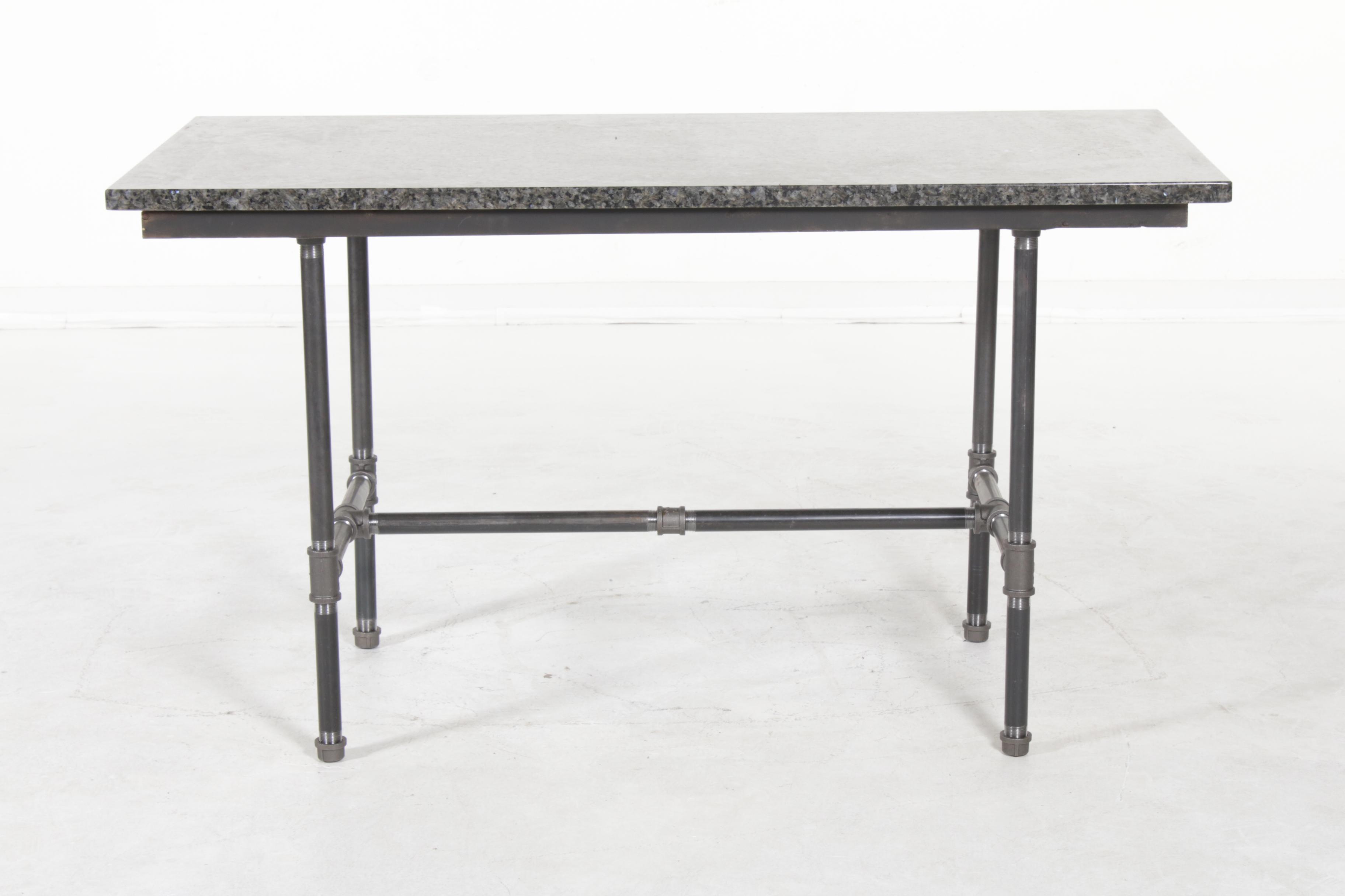 Industrial Style Granite Top Work Table EBTH