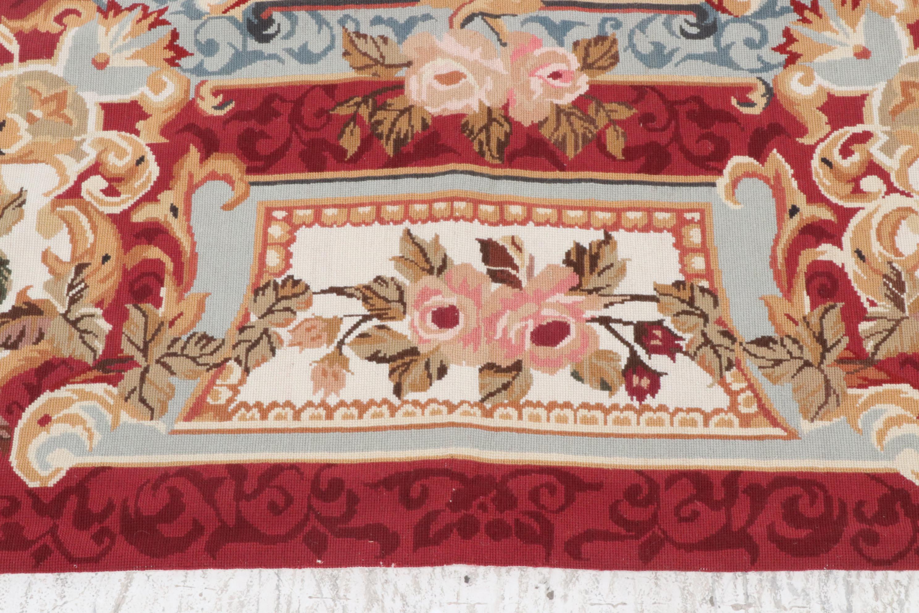 6'0 x 8'11 Handmade French Aubusson Style Needlepoint Rug EBTH