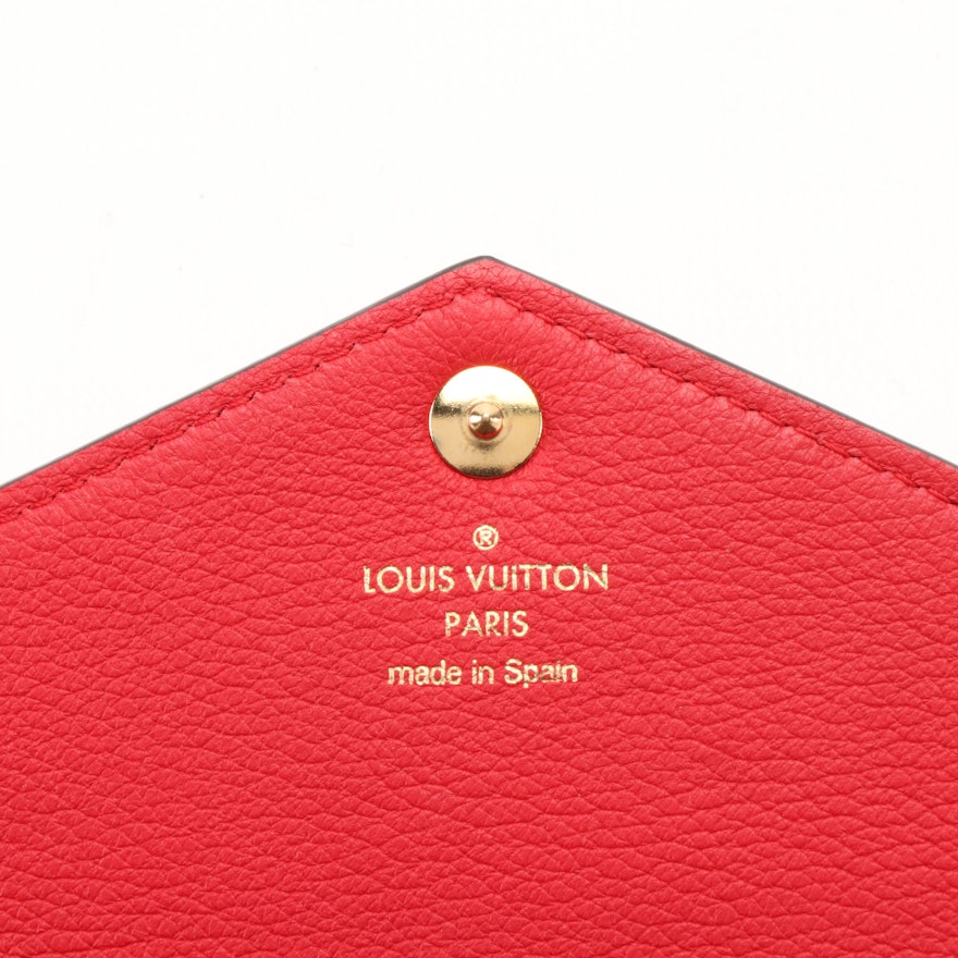 Louis Vuitton Double V Long Wallet in Red Taurillon Leather and Monogram Canvas | EBTH