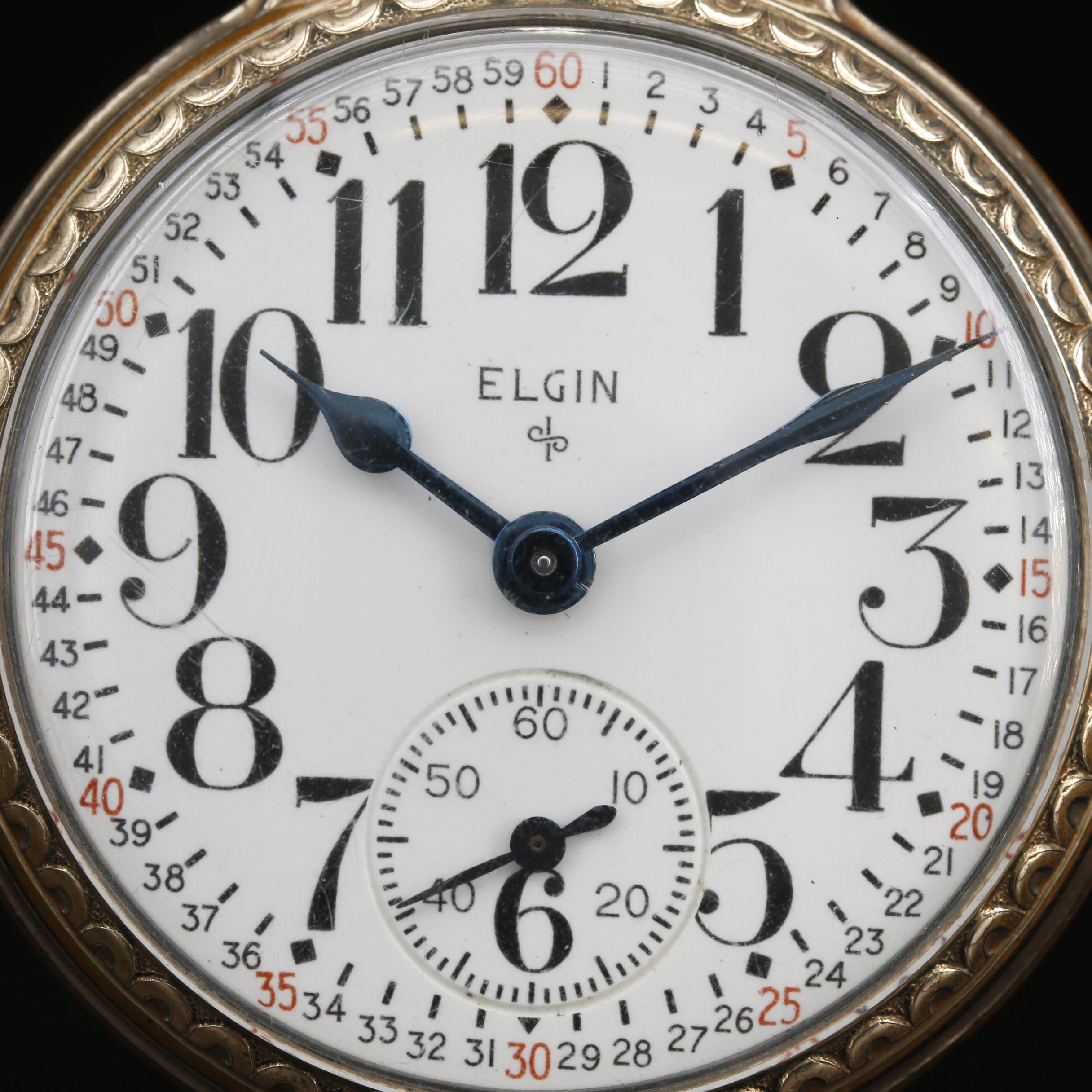 1951 Elgin 10K Rolled Gold Plate Open Face Pocket Watch EBTH