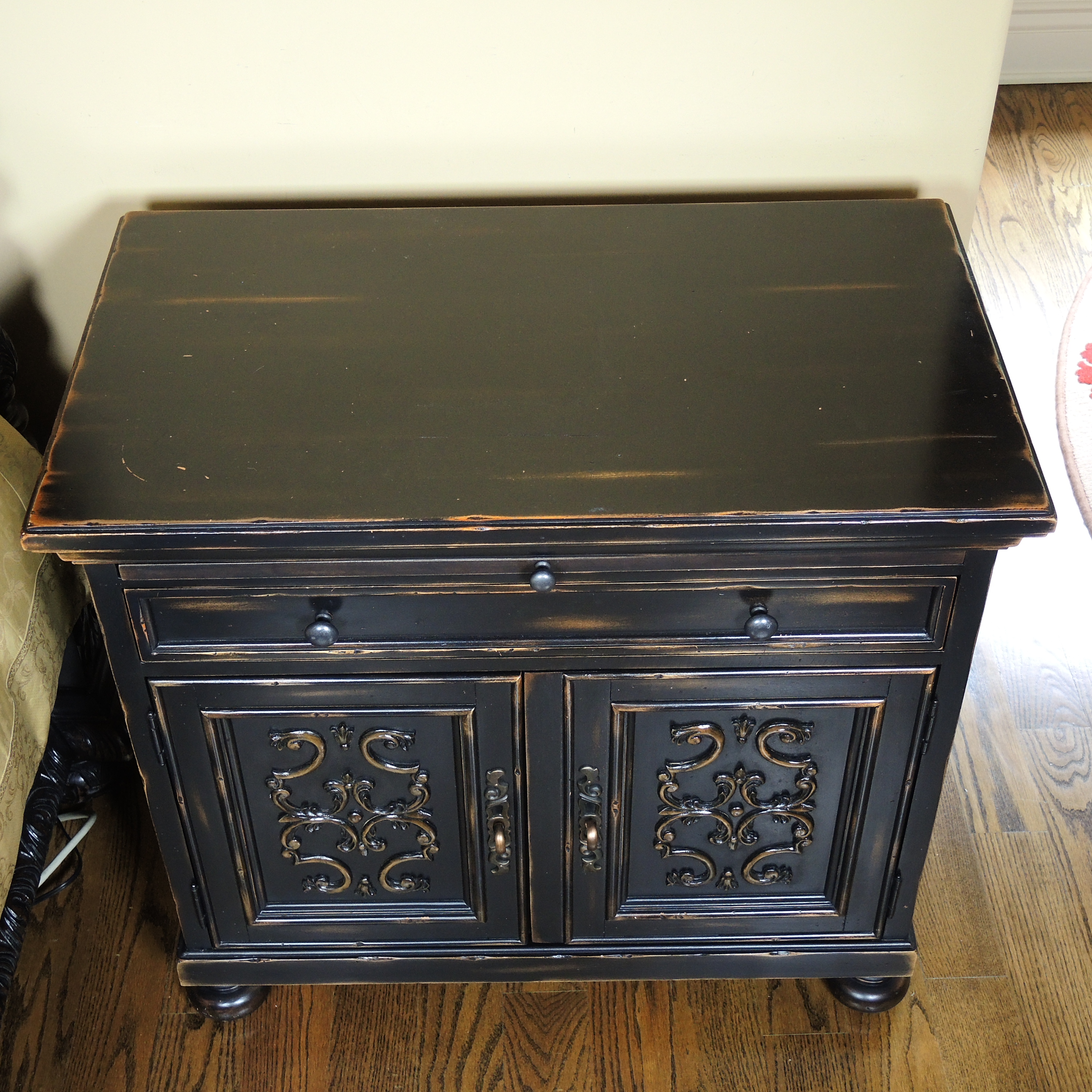 Restoration Hardware Black Distressed Nightstand EBTH