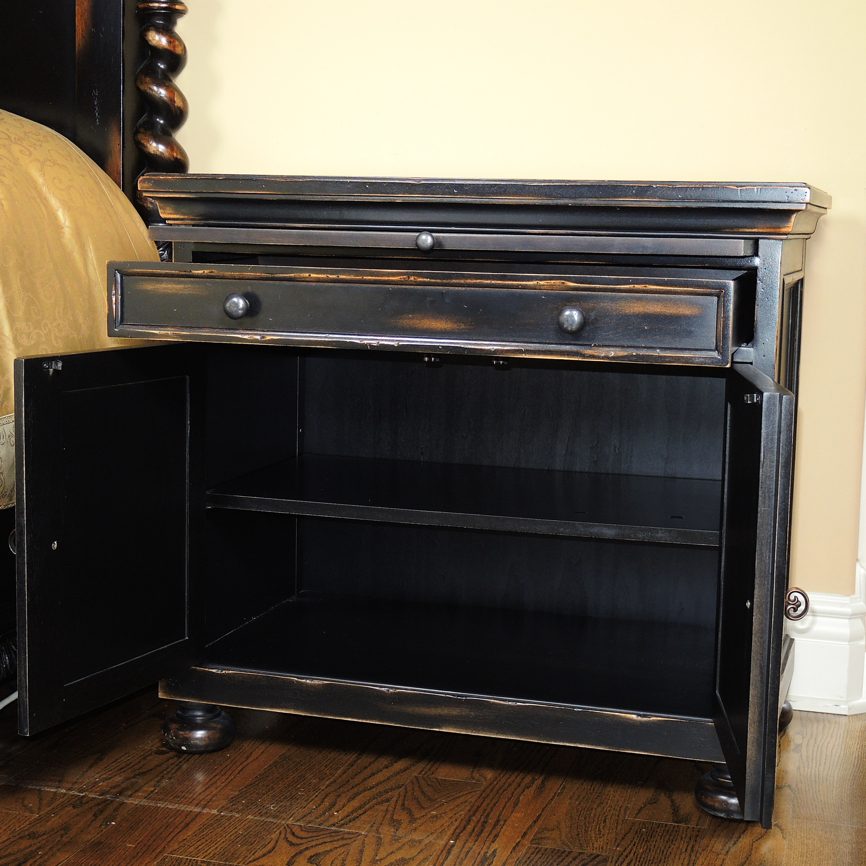 Restoration Hardware Black Distressed Nightstand EBTH