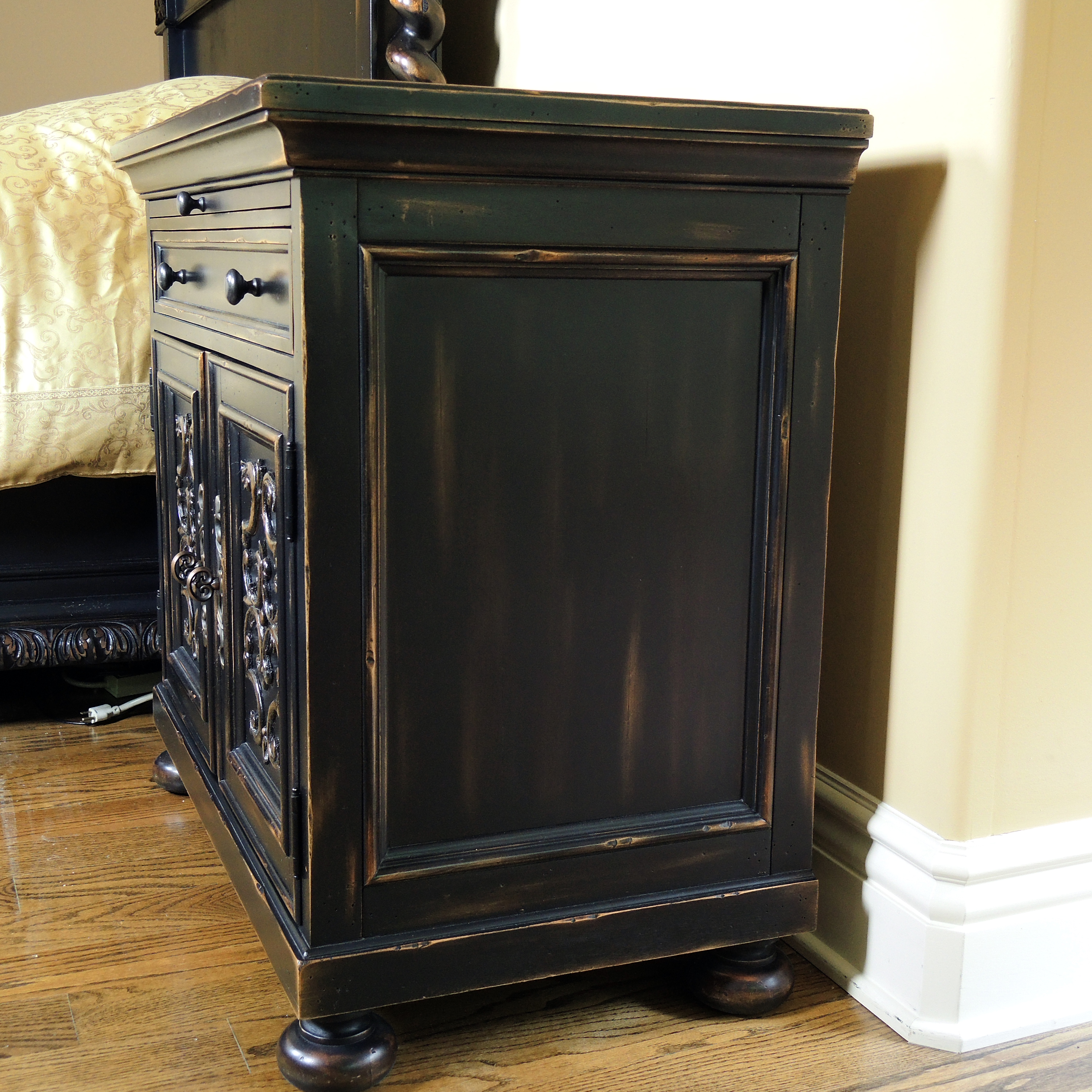 Restoration Hardware Black Distressed Nightstand EBTH