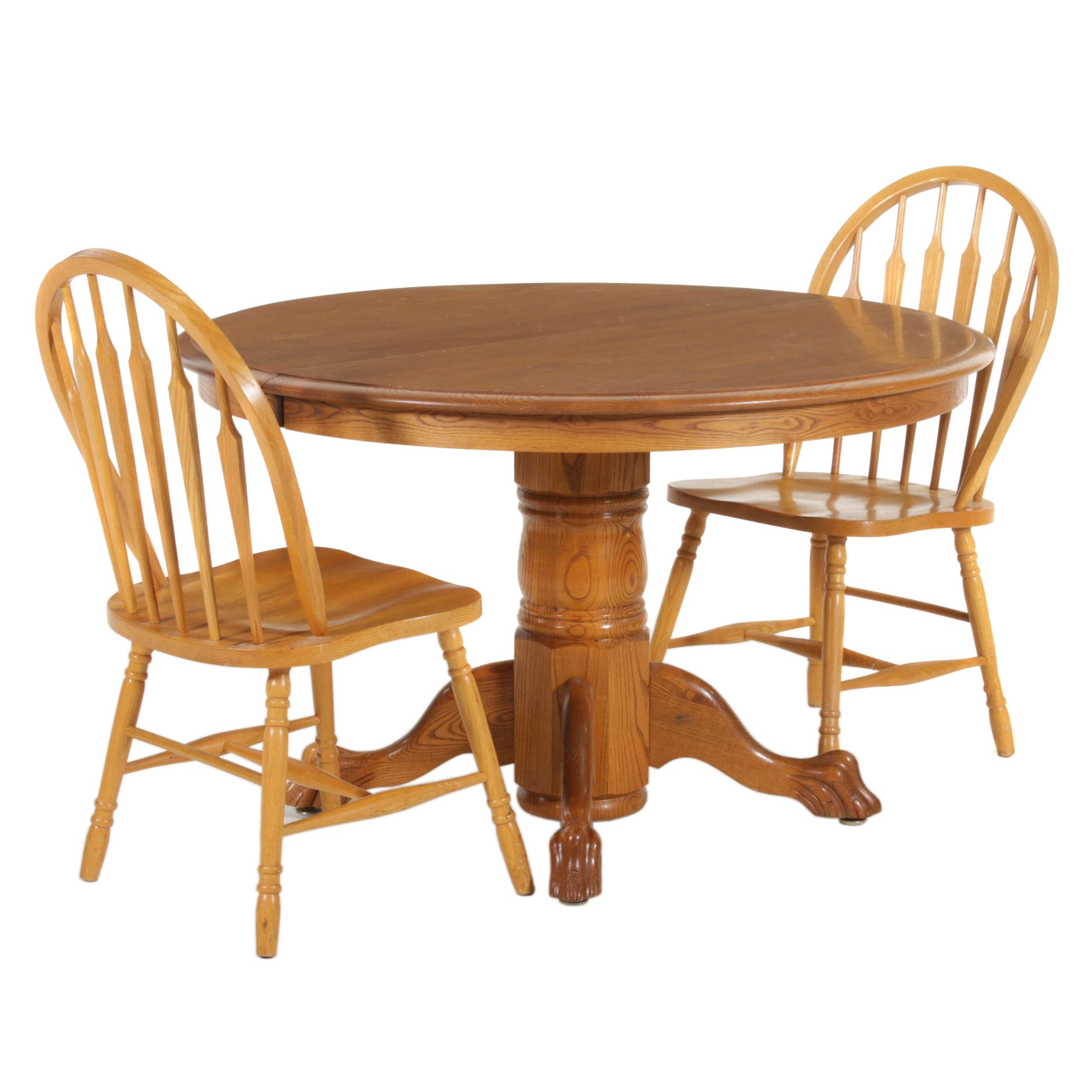 Bent Bros Oak Pedestal Dining Table And Chairs Late 20th Century Ebth