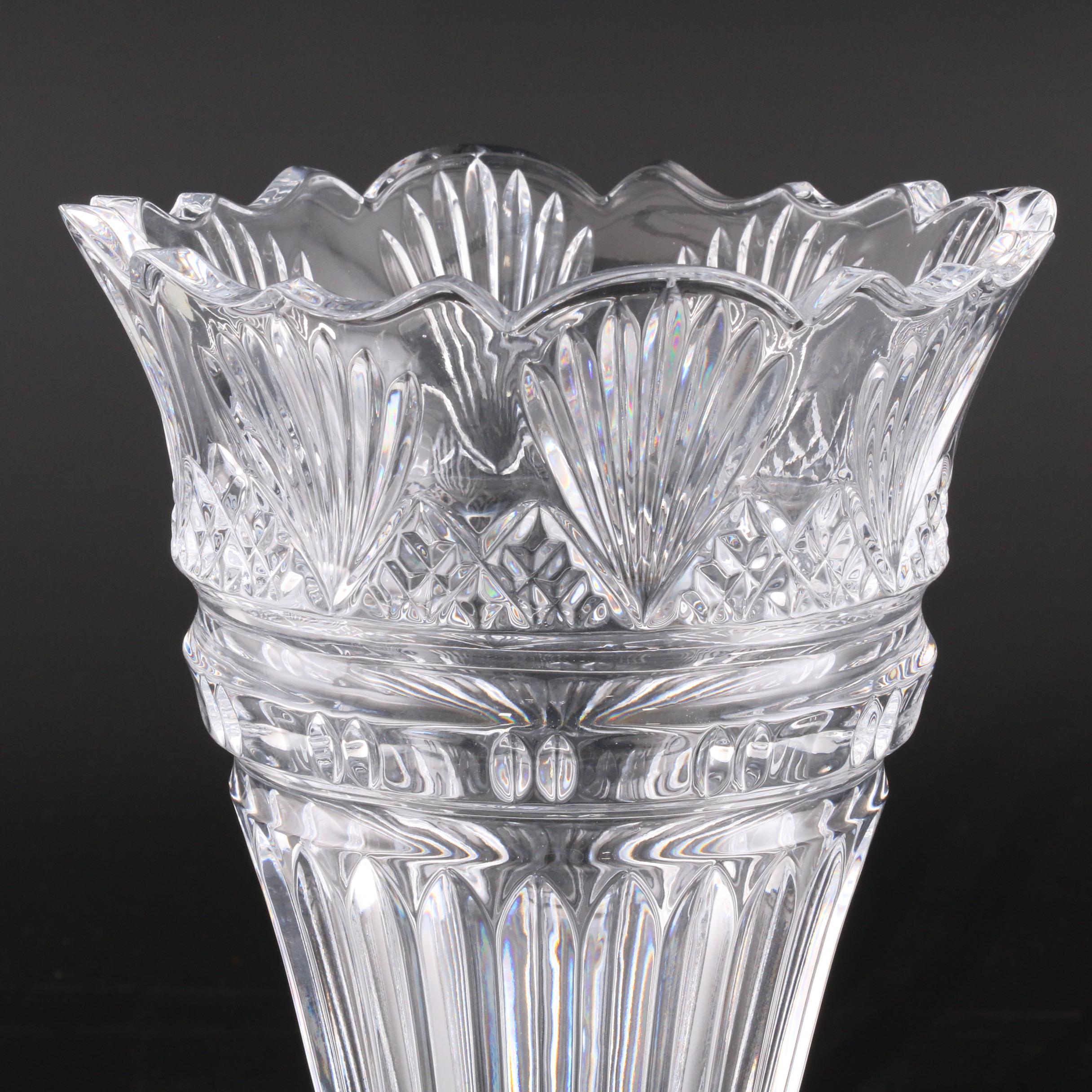 Shannon Crystal by Godinger "Princess" Large Fluted Vase EBTH