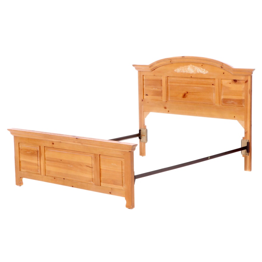 Broyhill Paneled Pine Queen Bed Frame Ebth