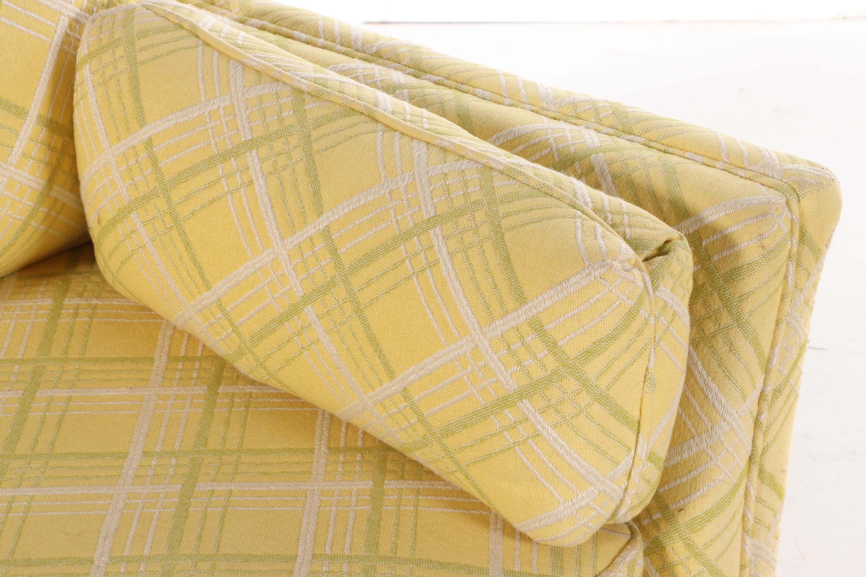 Pair of Franklin Furniture Yellow Plaid Loveseat Sofas EBTH