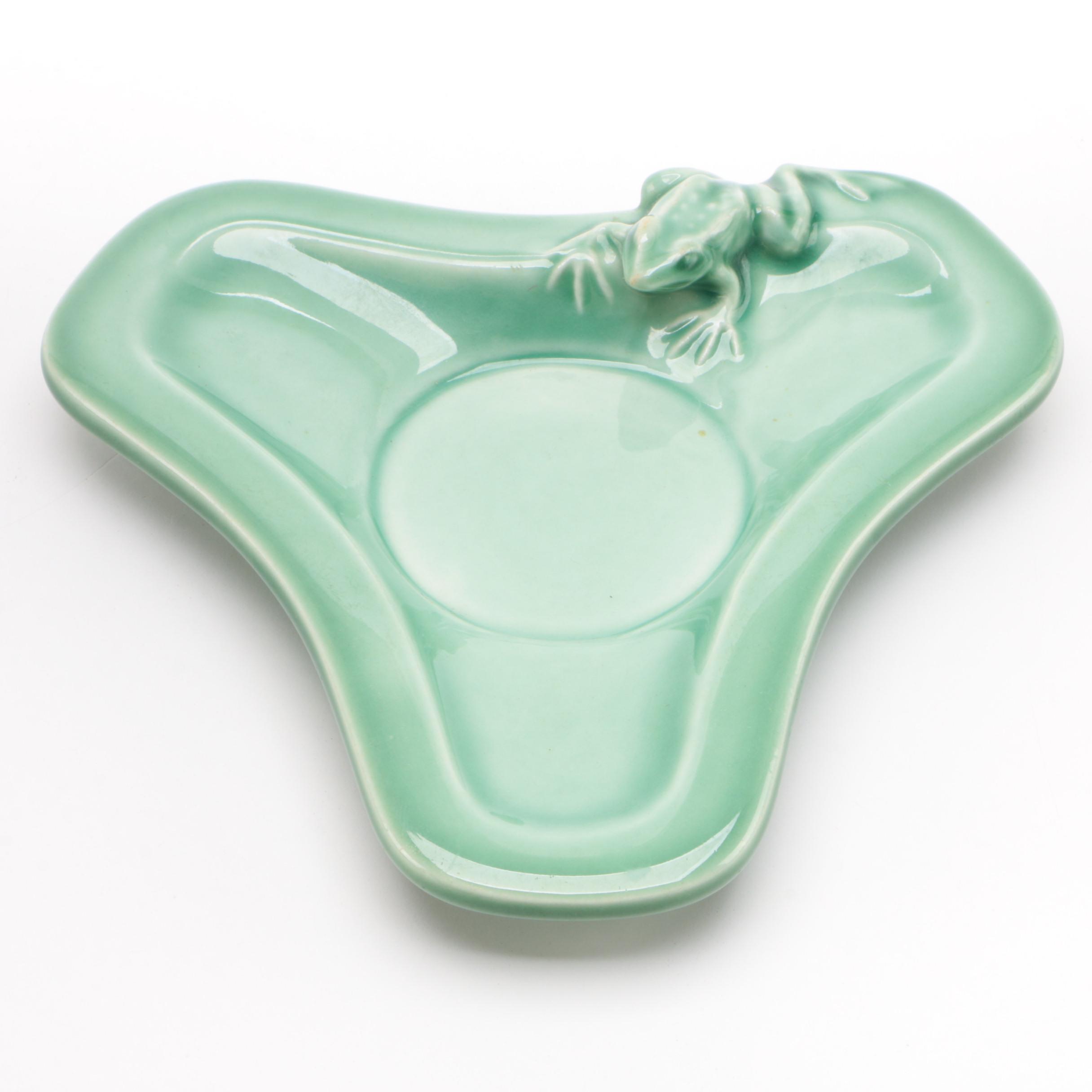 Rookwood Pottery Green Glaze Frog Ashtray, 1951 EBTH