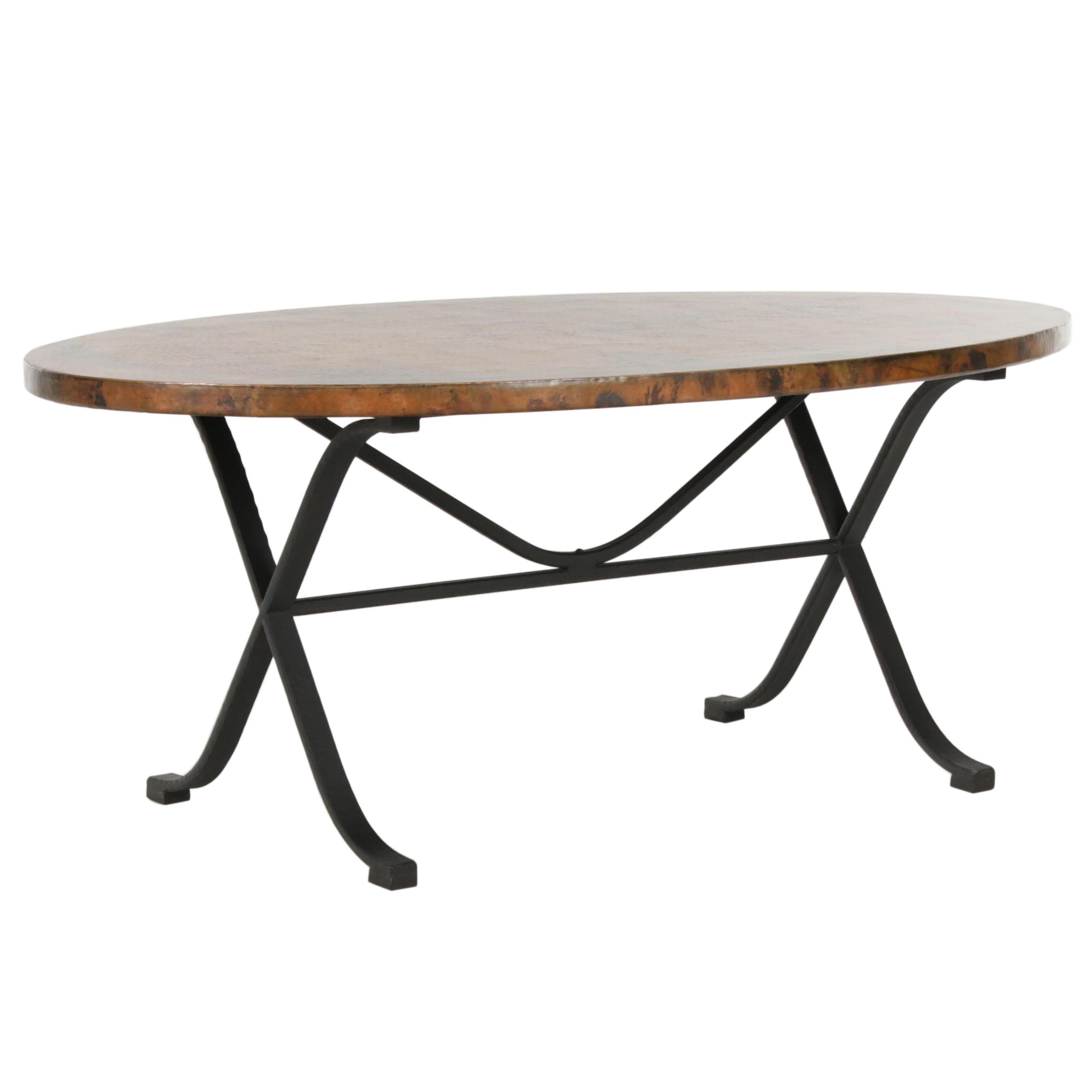 Arhaus Recycled Hammered Copper Top Dining Table with "Arvada"