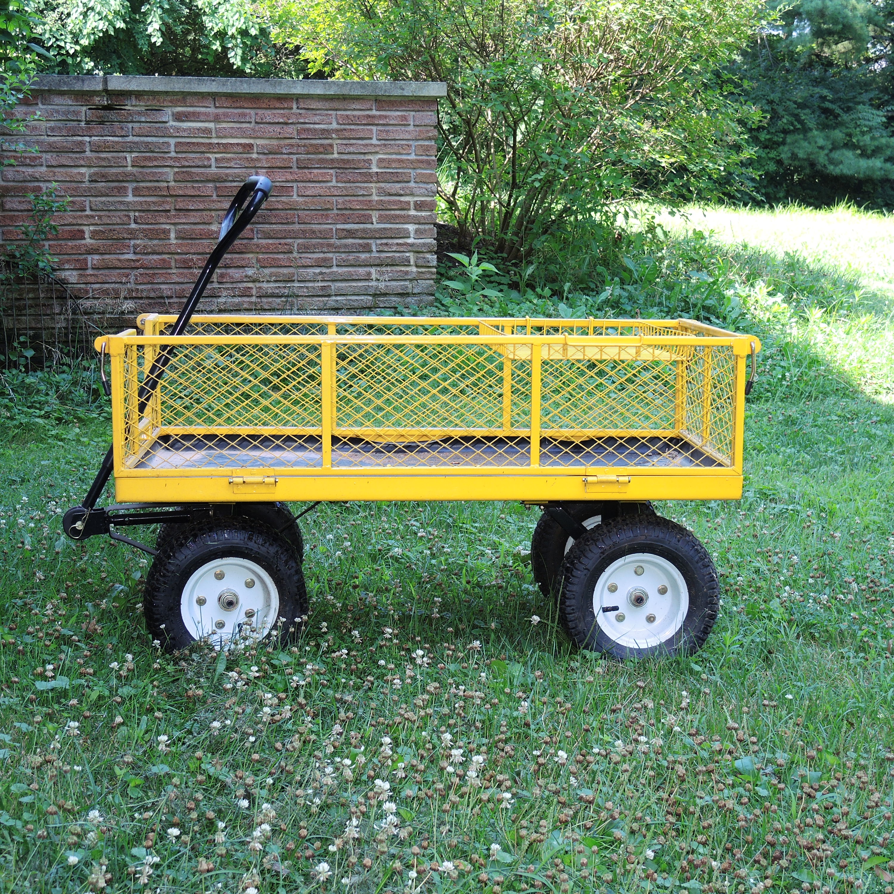Yellow Metal Mesh Garden Cart Utility Wagon EBTH
