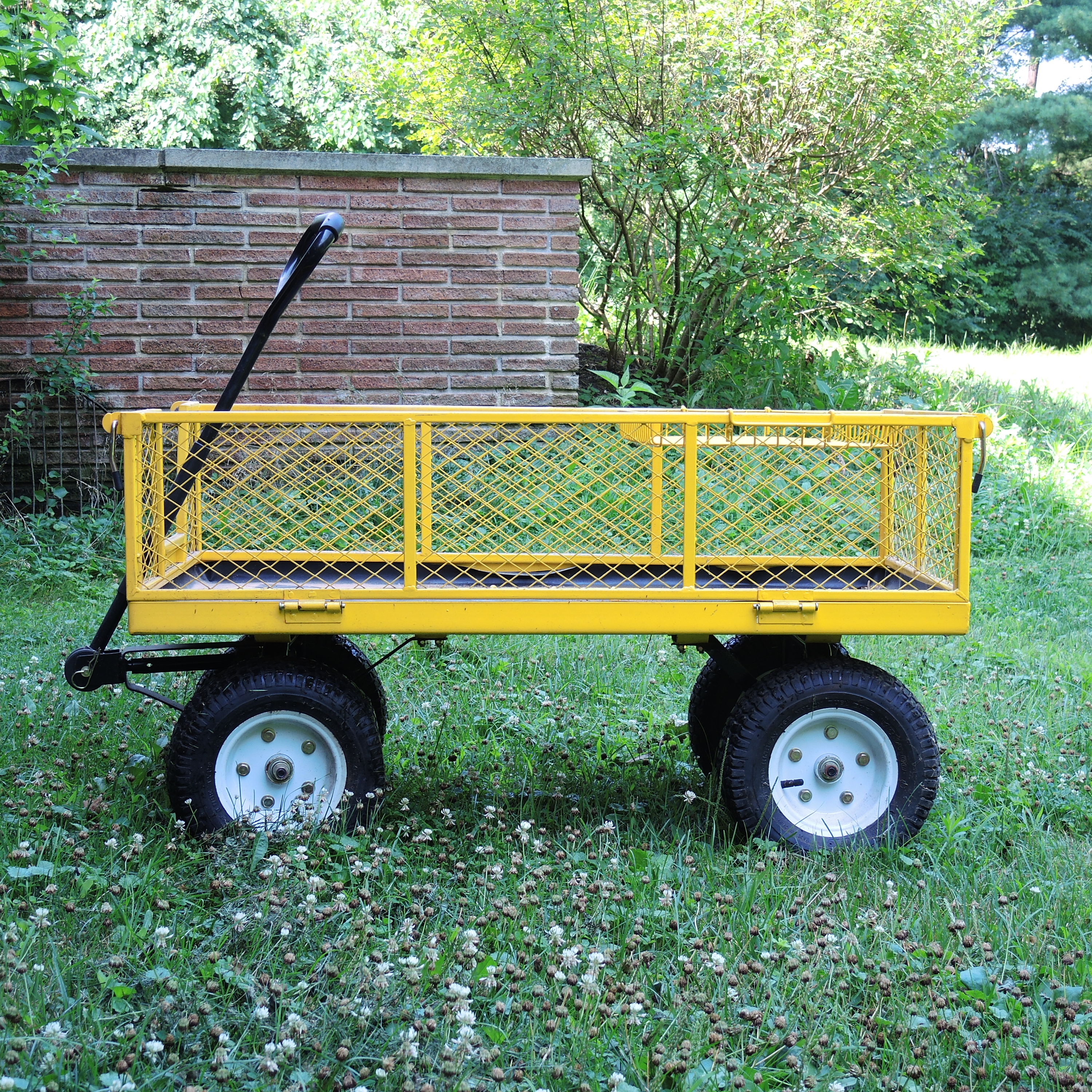 Yellow Metal Mesh Garden Cart Utility Wagon EBTH