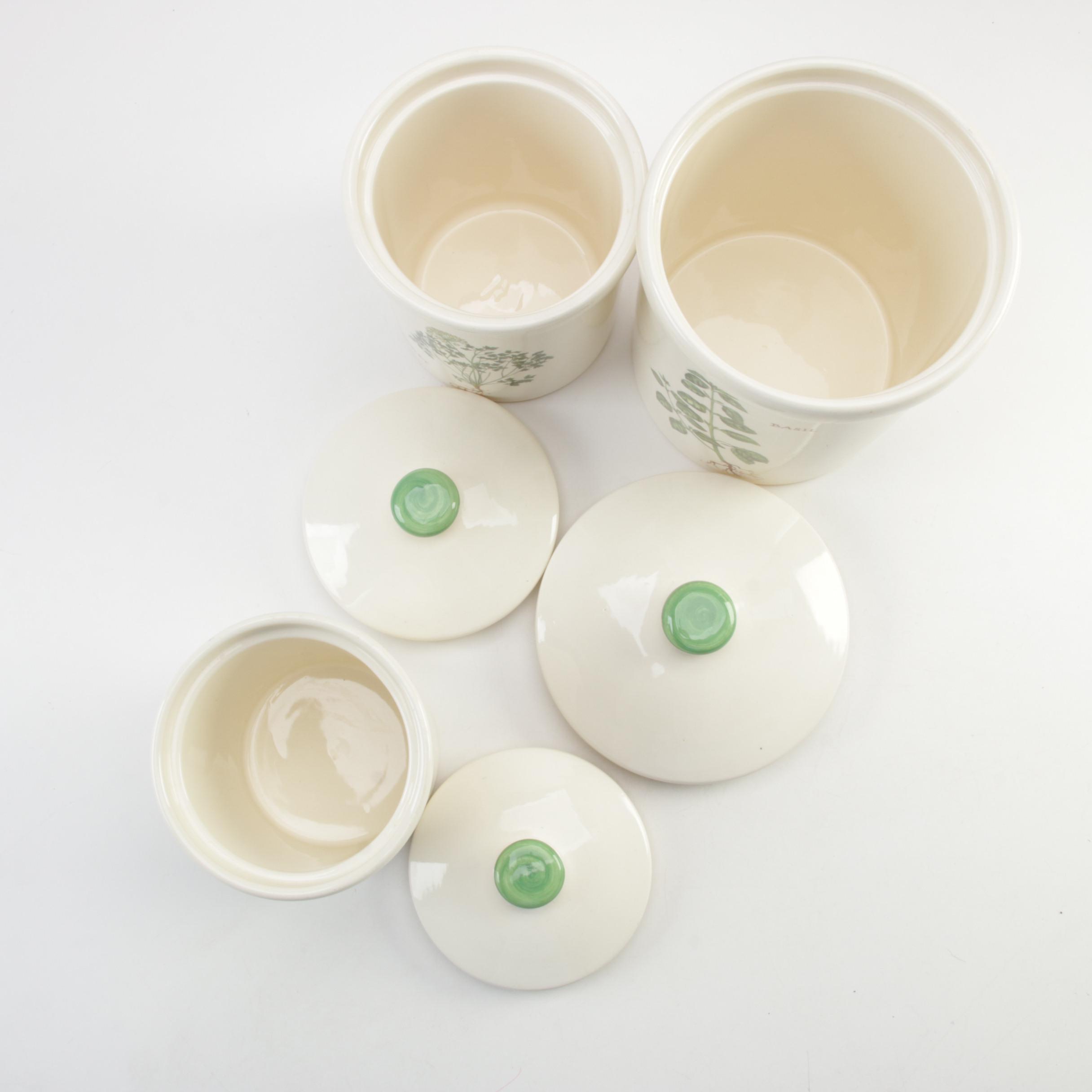 WilliamsSonoma "Culinary Herbs" Ceramic Canisters, Late 20th Century