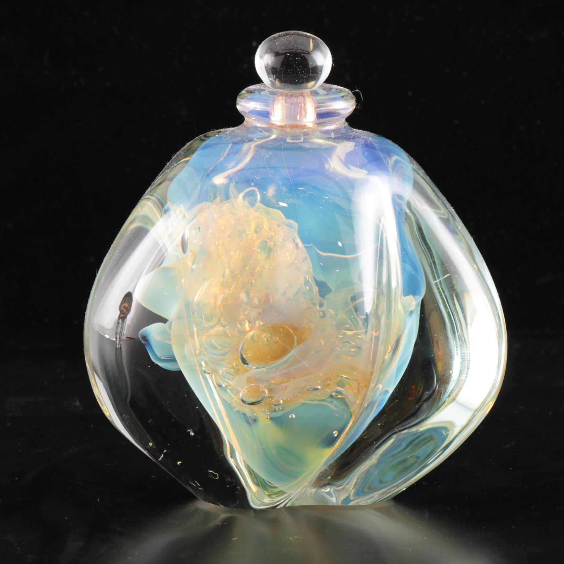 Robert Eickholt Hand Blown Iridescent Art Glass Perfume Bottle EBTH