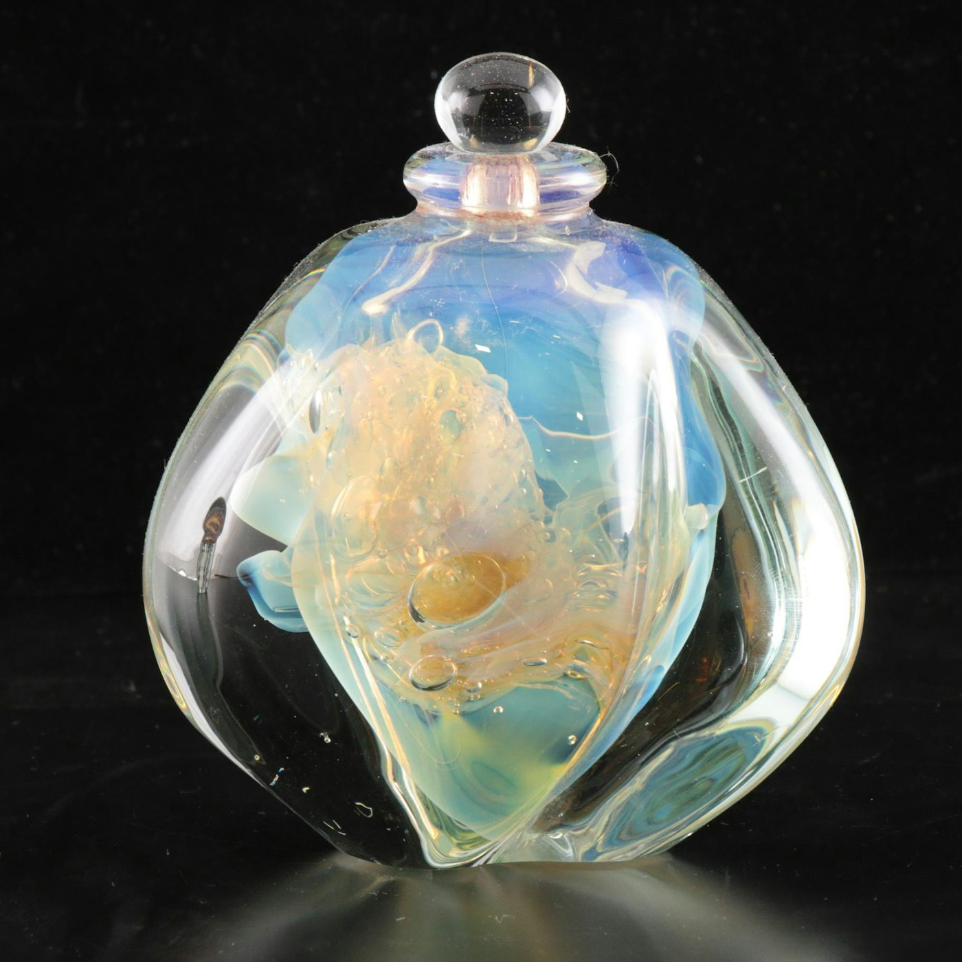 Robert Eickholt Hand Blown Iridescent Art Glass Perfume Bottle Ebth