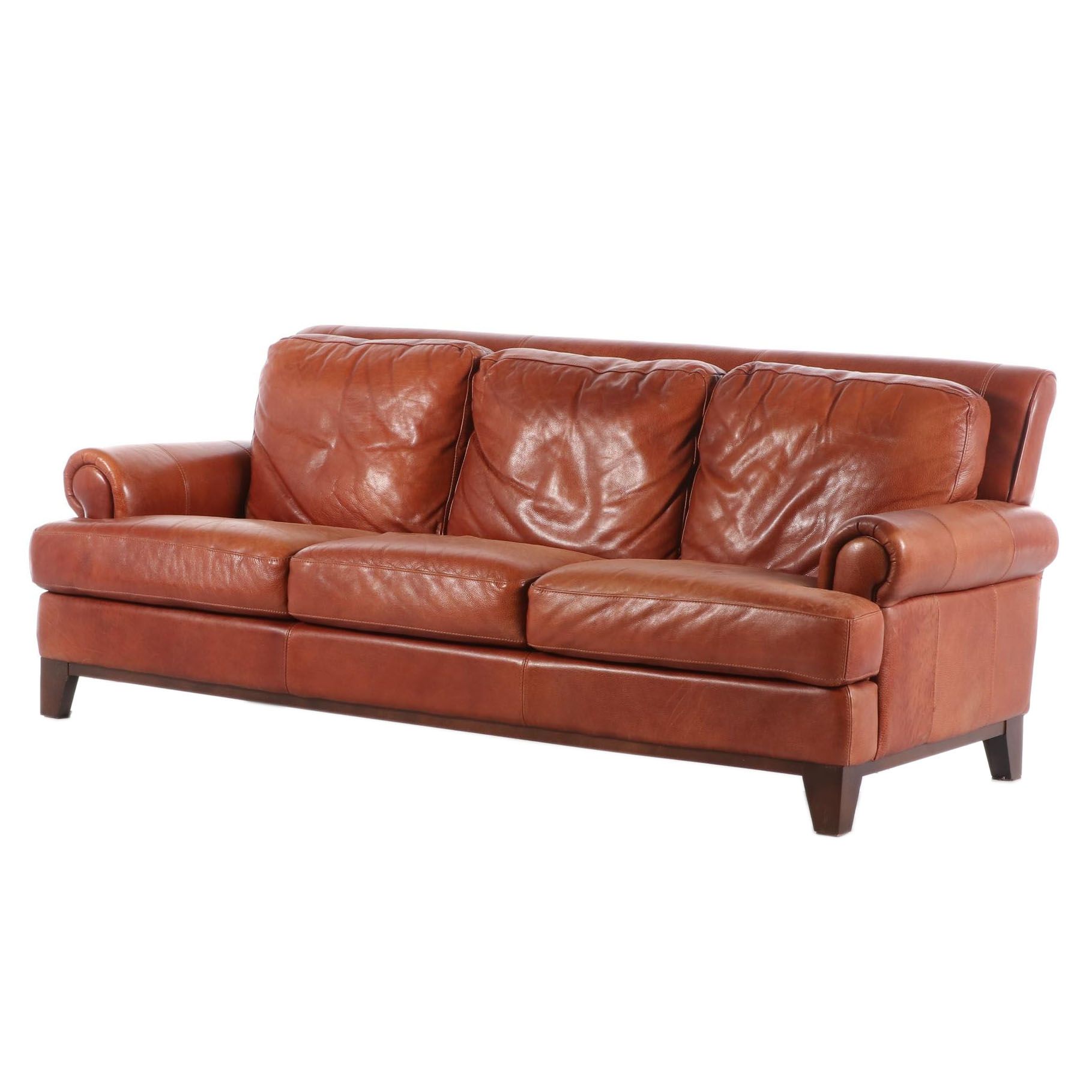 Chateau D Ax Divani Leather Top Stitched 3 Cushion Sofa Ebth