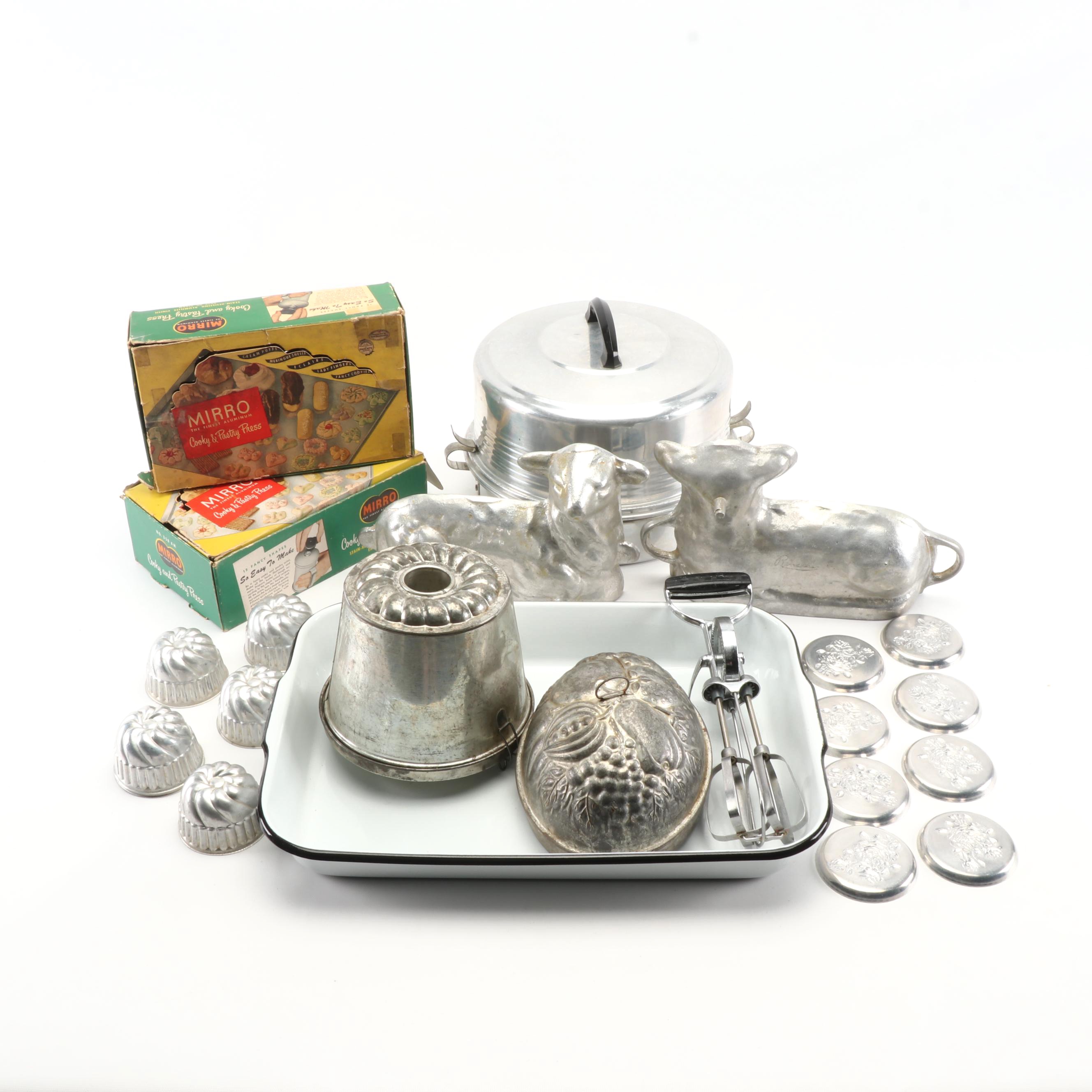Vintage Aluminum Cake Transport, Cookie Presses and Cooking Molds EBTH