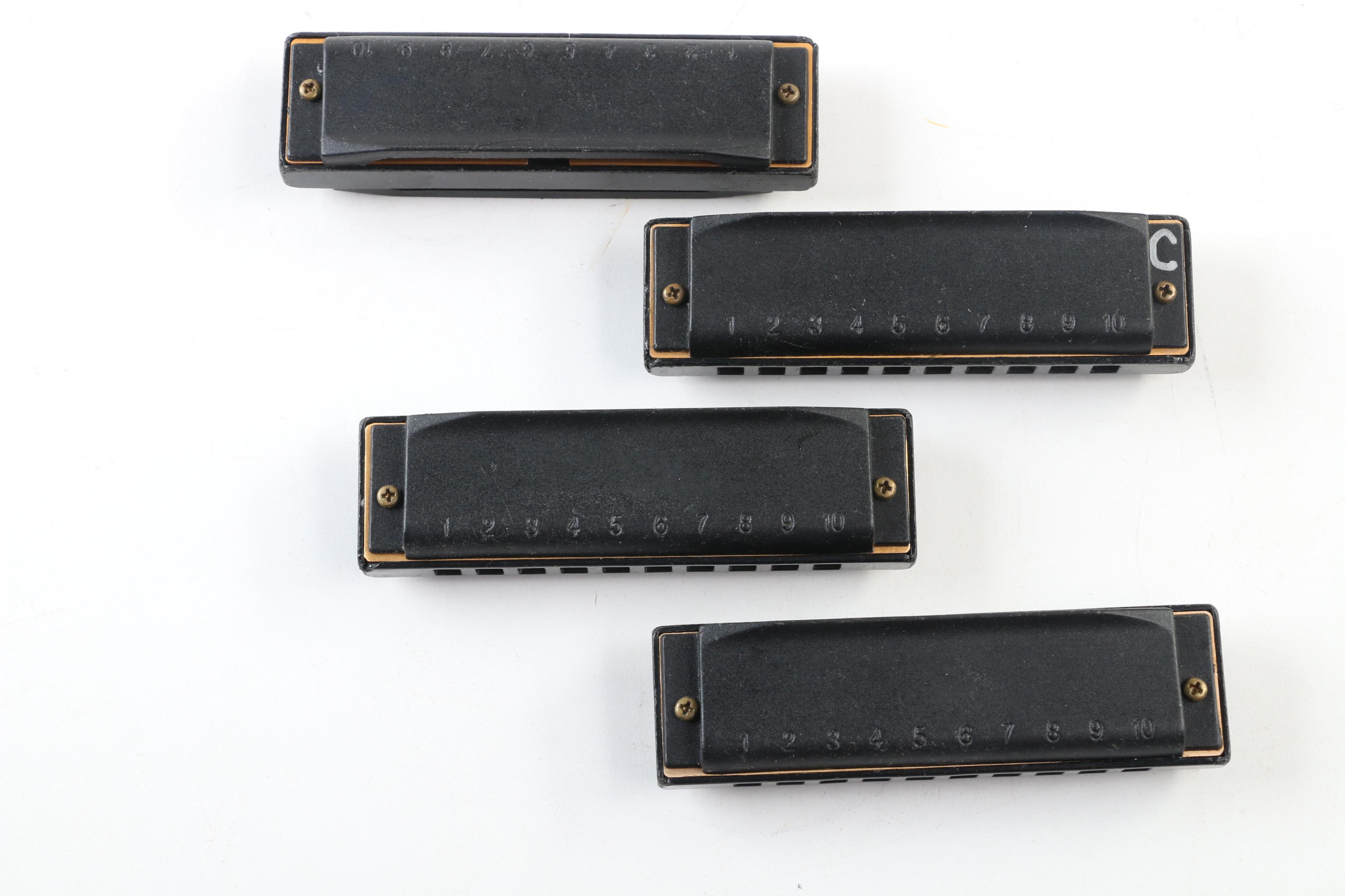 Tombo Lee Oskar, Merana and Hohner Harmonicas with Hard Case EBTH
