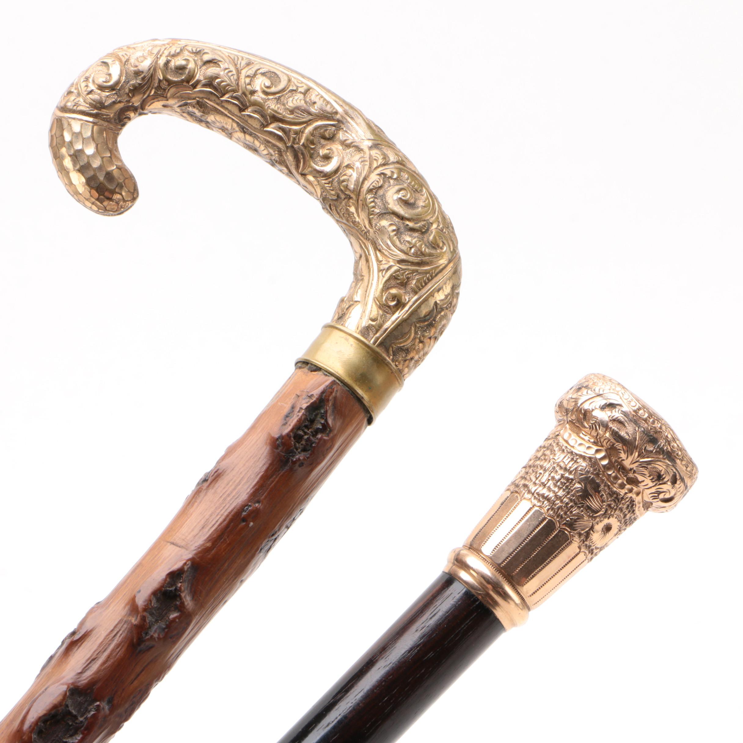 African Sword Cane with Thorn Wood Cane and Ebonized Wood Walking Stick