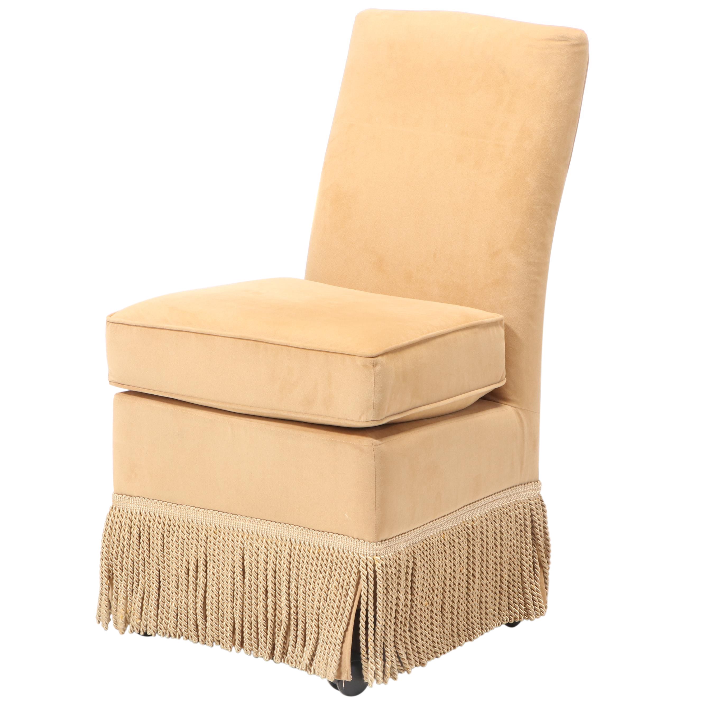 Frontgate Marisa Rolling Vanity Chair In Bullion Fringed Gold Velvet Ebth