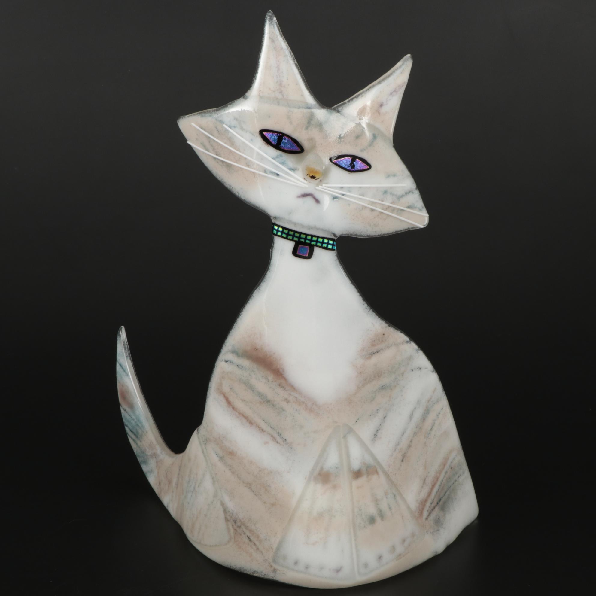 Paul Palango Kiln Art Fused Glass Cat Figurines EBTH