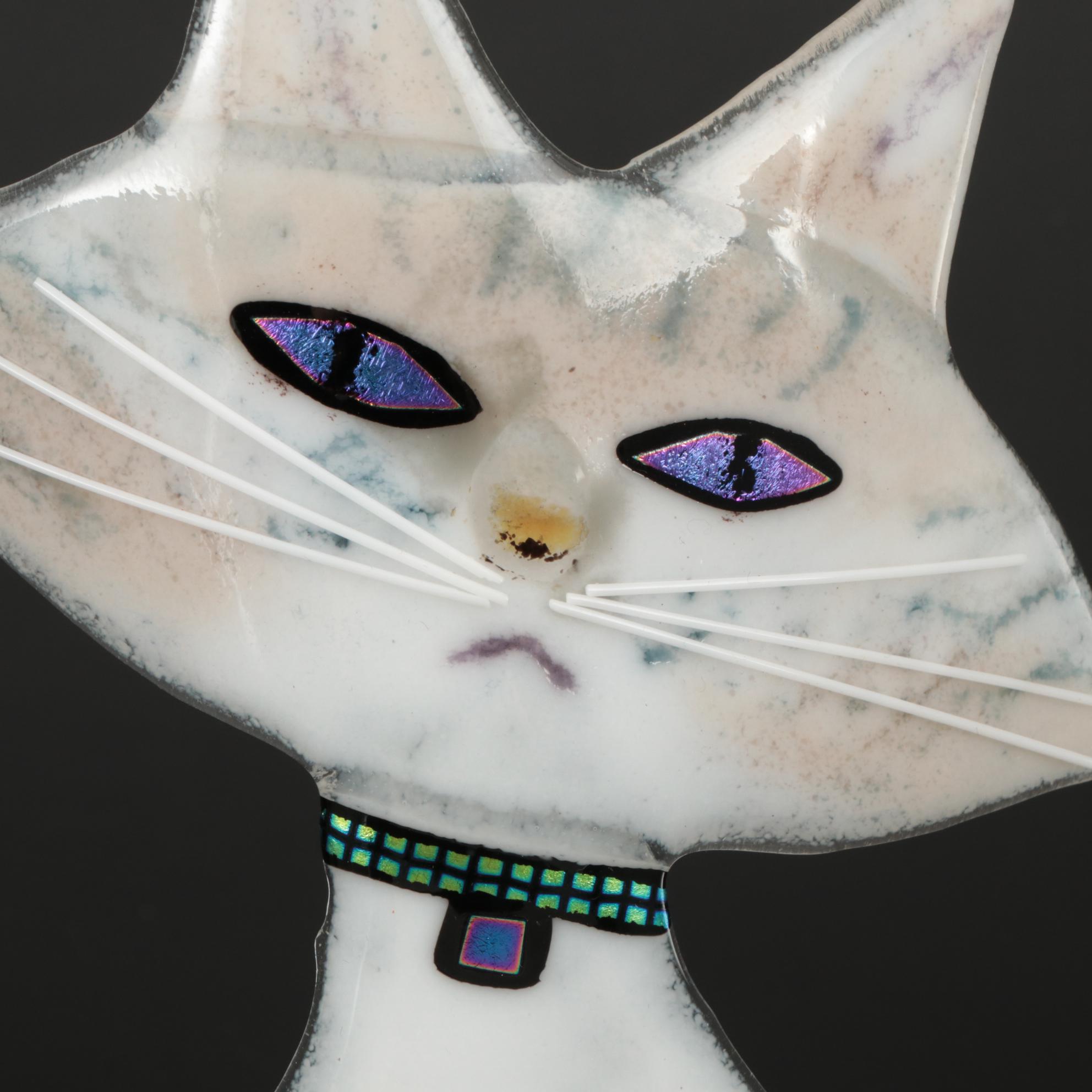 Paul Palango Kiln Art Fused Glass Cat Figurines EBTH