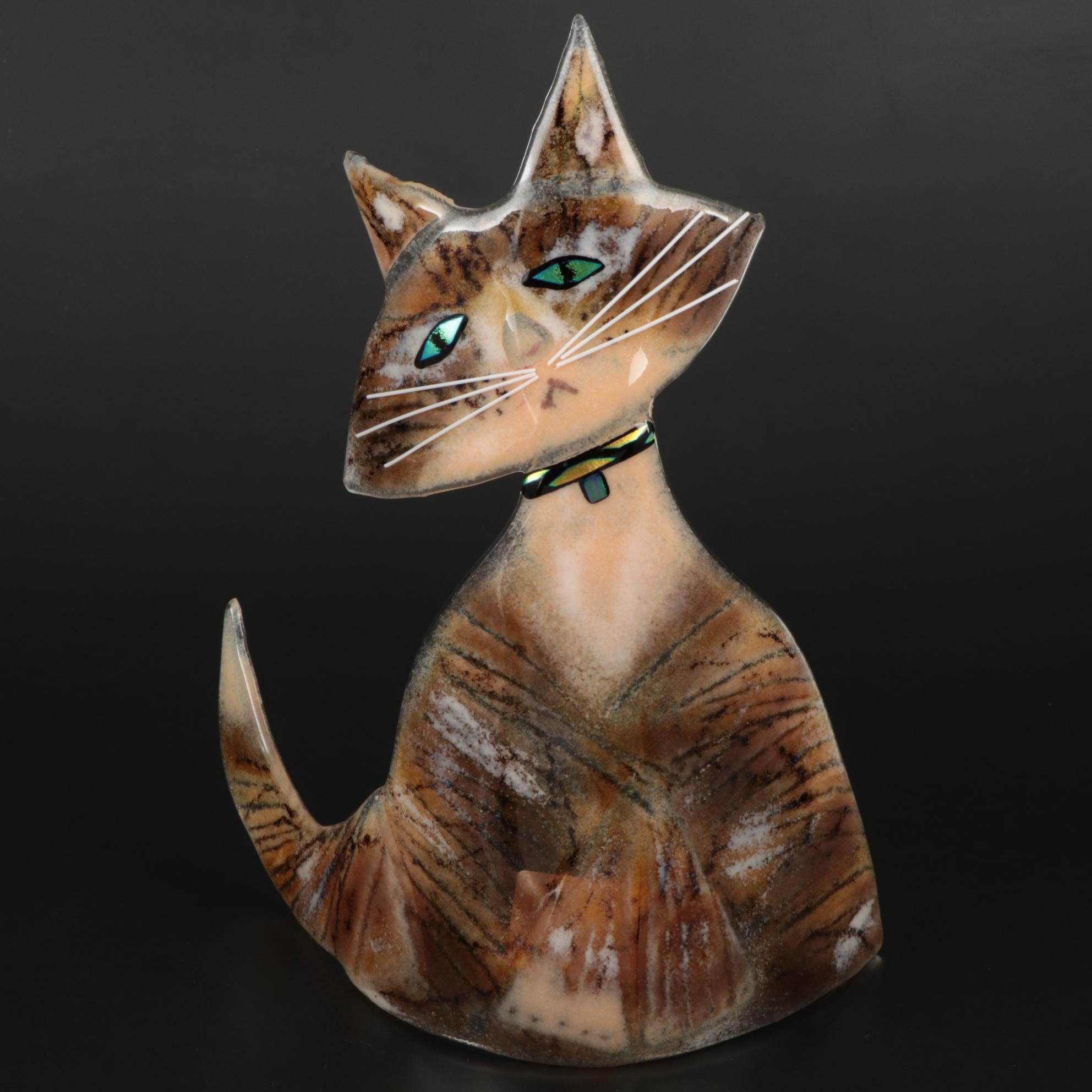 Paul Palango Kiln Art Fused Glass Cat Figurines EBTH