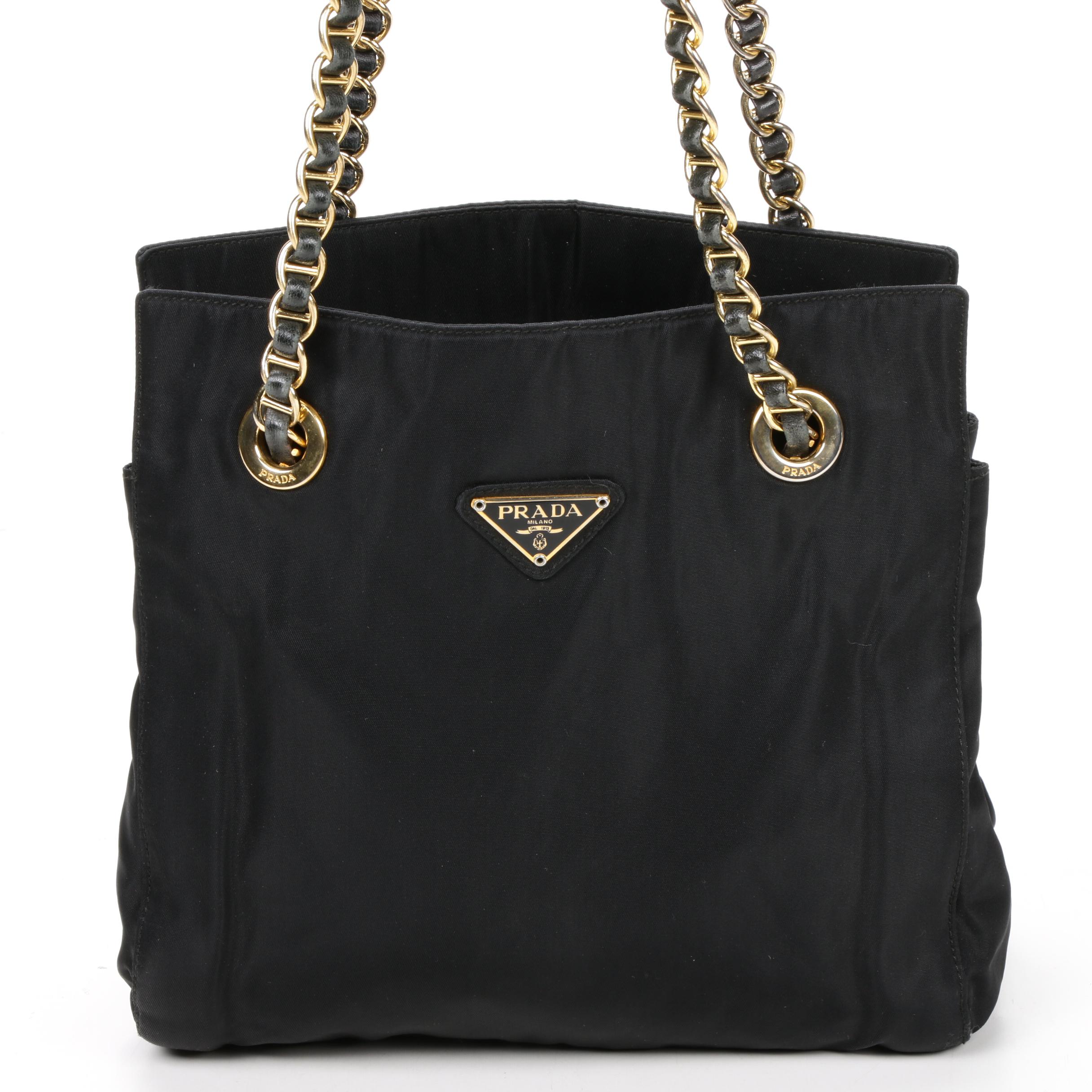 Prada Chain Strap Shoulder Bag in Black Tessuto Nylon EBTH