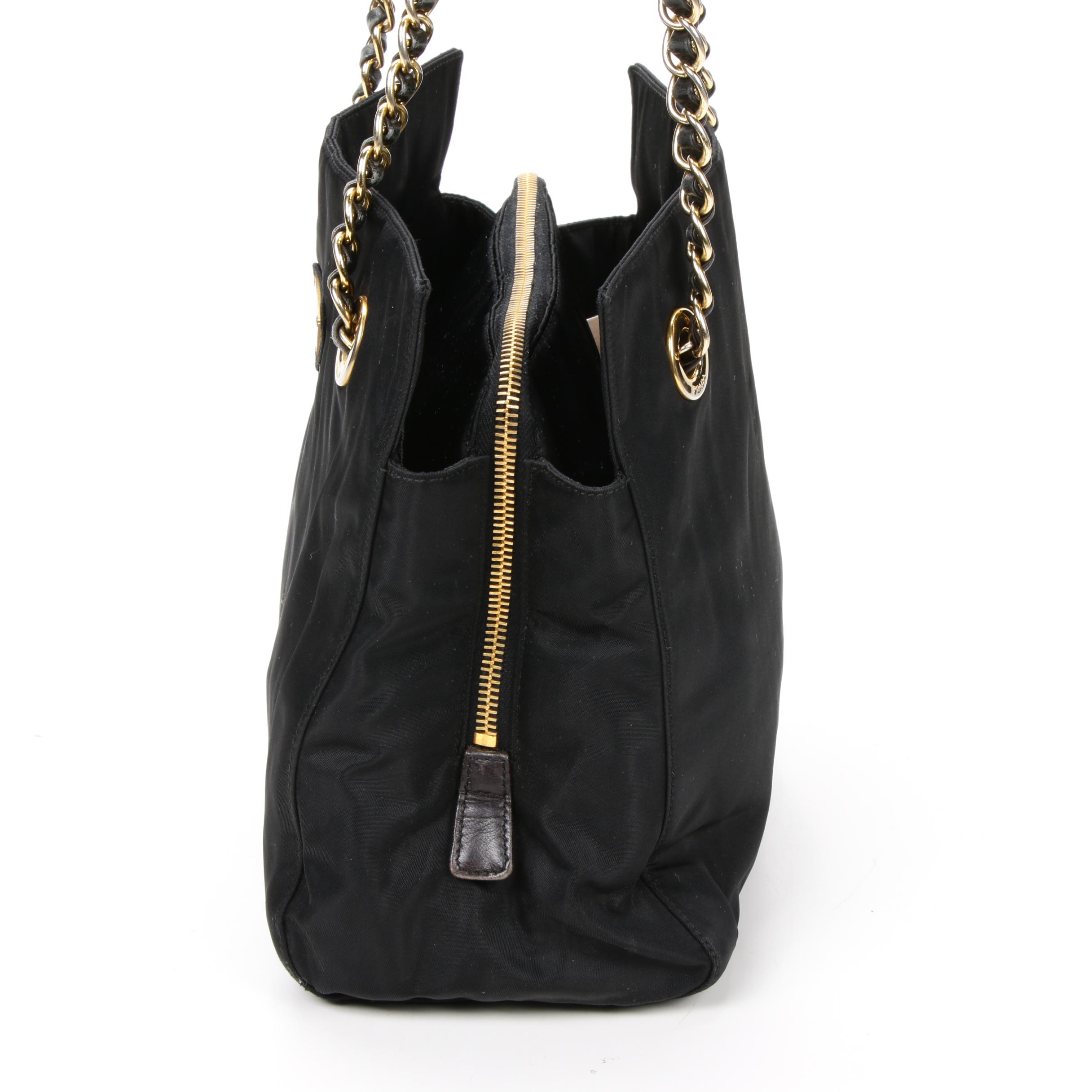 Prada Chain Strap Shoulder Bag in Black Tessuto Nylon EBTH
