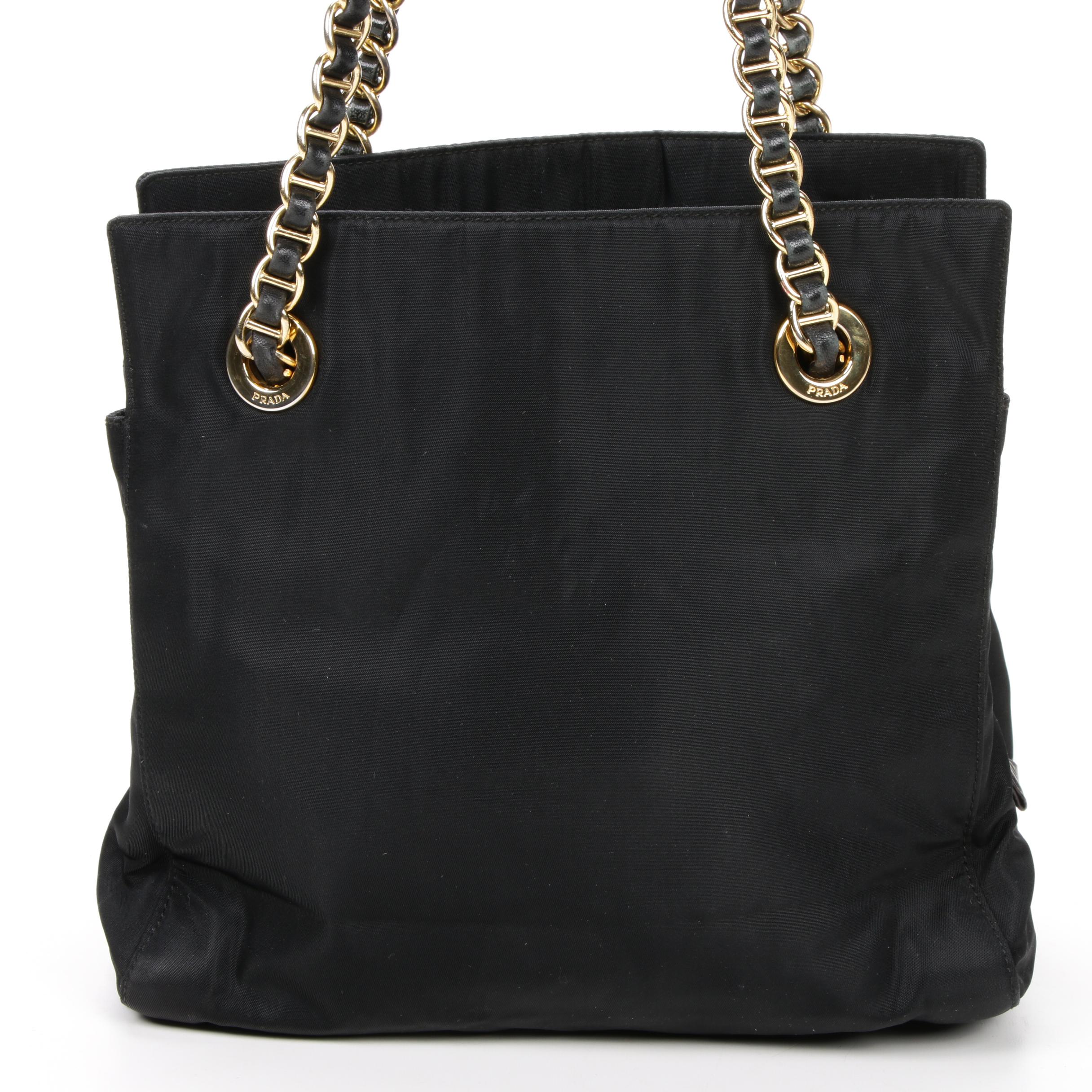 Prada Chain Strap Shoulder Bag in Black Tessuto Nylon EBTH