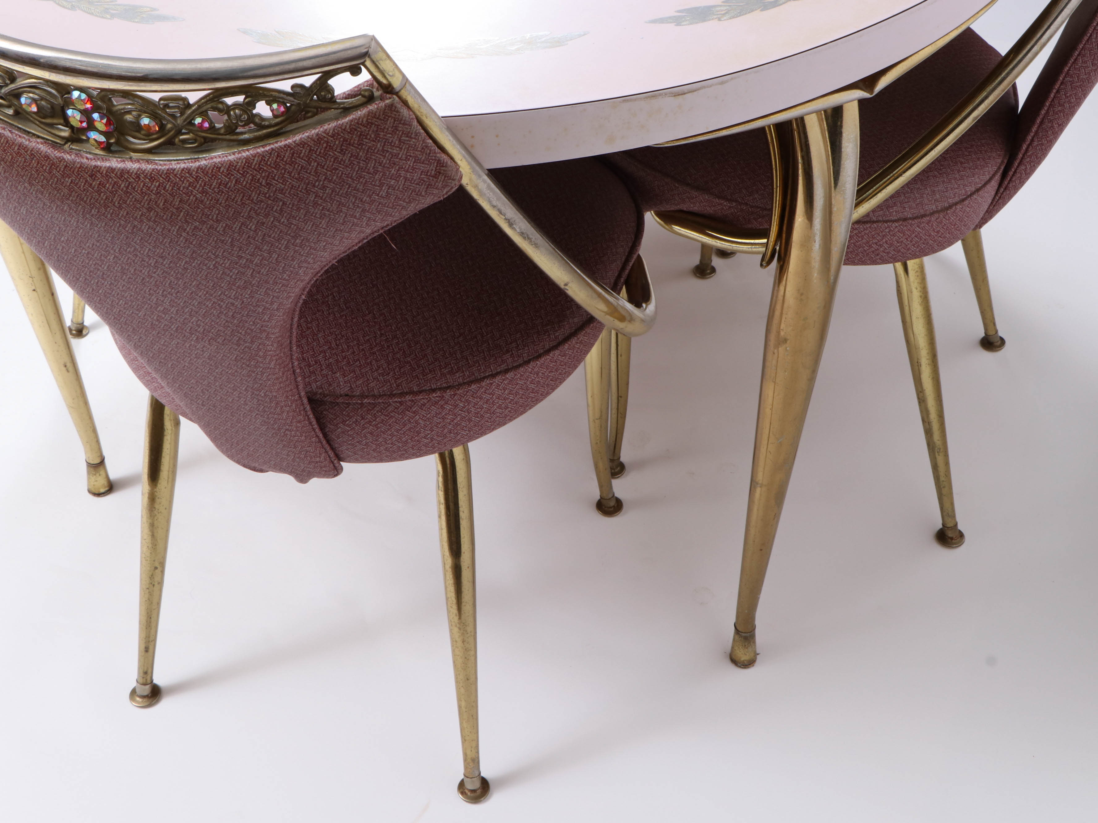 Virtue Brothers Mid Century Pink Bejeweled Chairs and Table Set EBTH