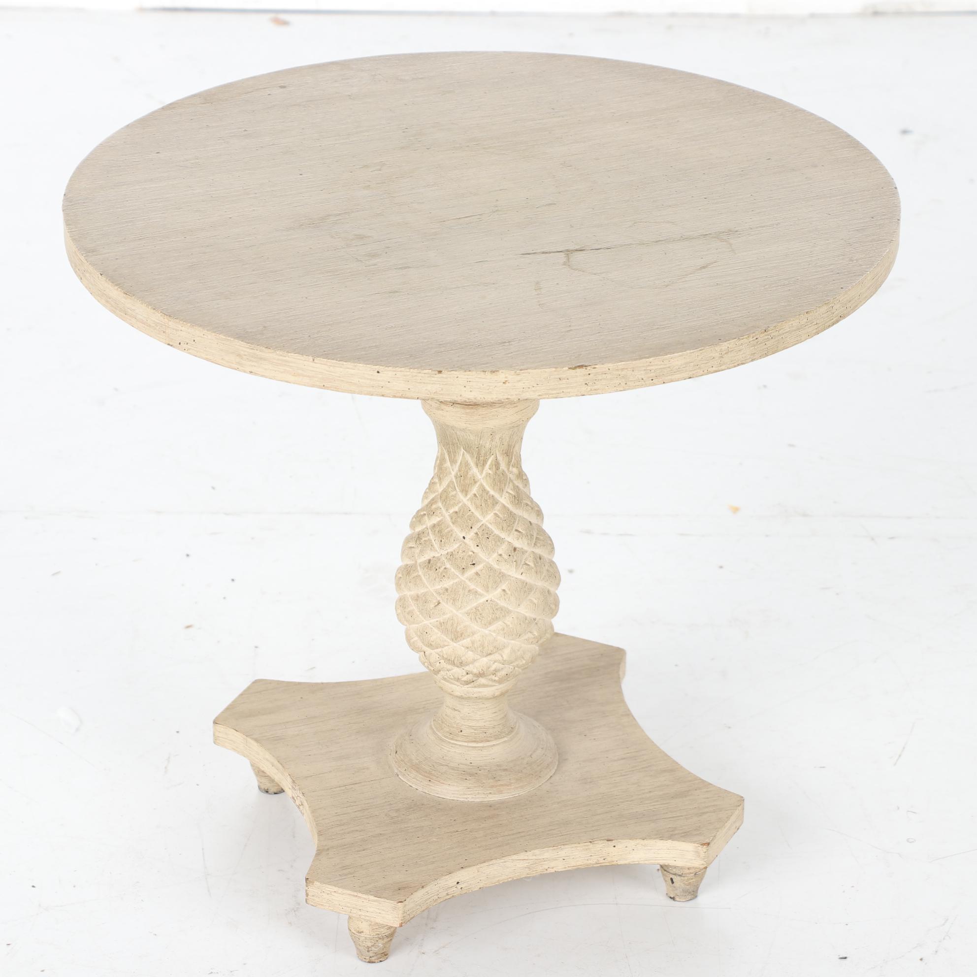 Painted Wood Pineapple Pedestal Side Table EBTH