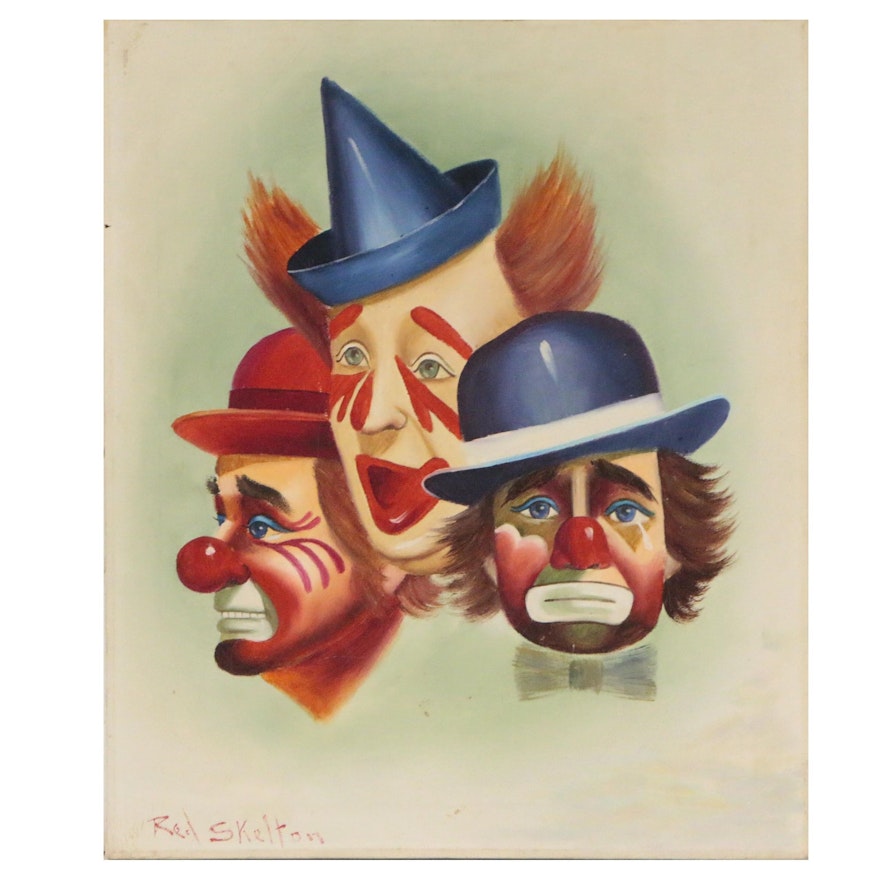 Oil Painting of Clown Portraits in the Style of Red Skelton