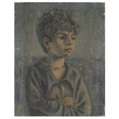 Oil Painting Portrait of Boy in the Style of Karin Van Leydon