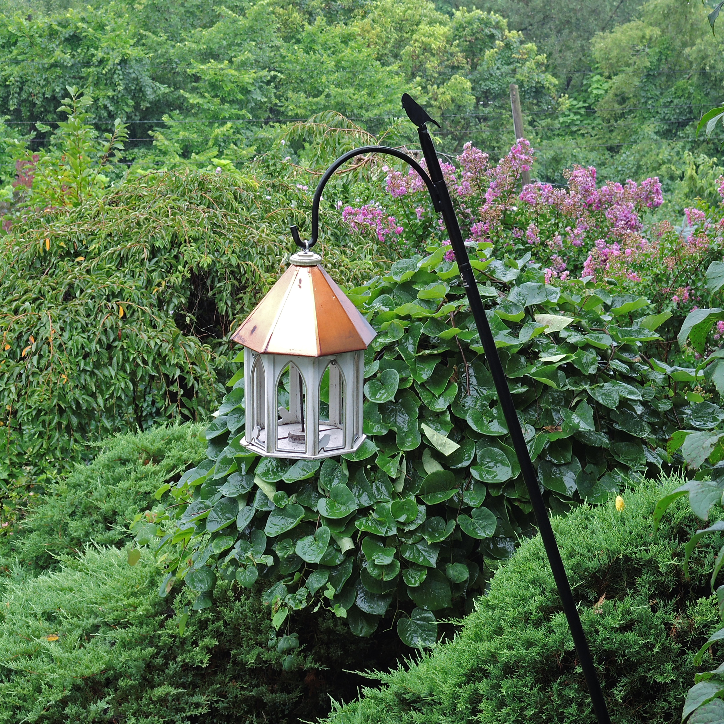 Copper Roofed Gazebo Bird Feeder with Shepherd's Hook Stand EBTH