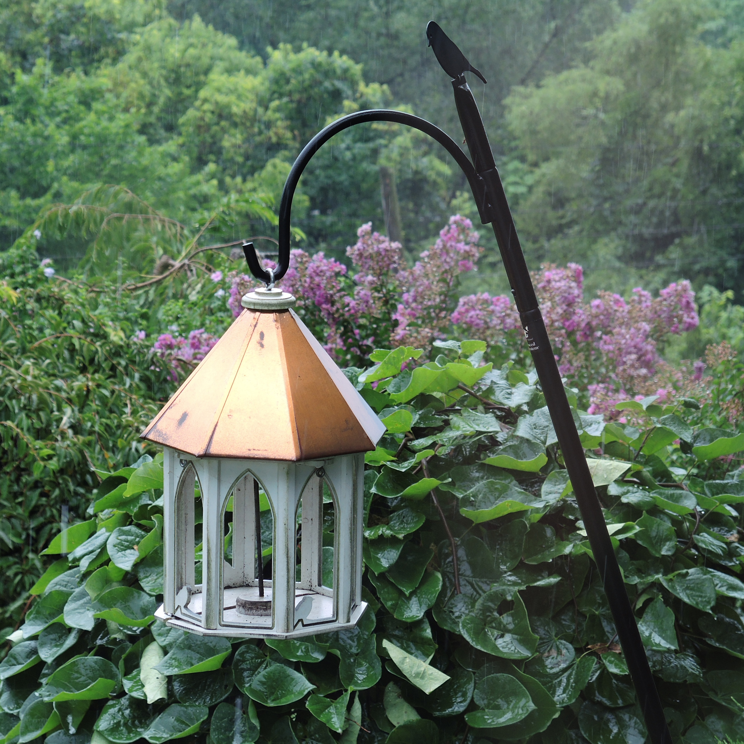 Copper Roofed Gazebo Bird Feeder with Shepherd's Hook Stand EBTH