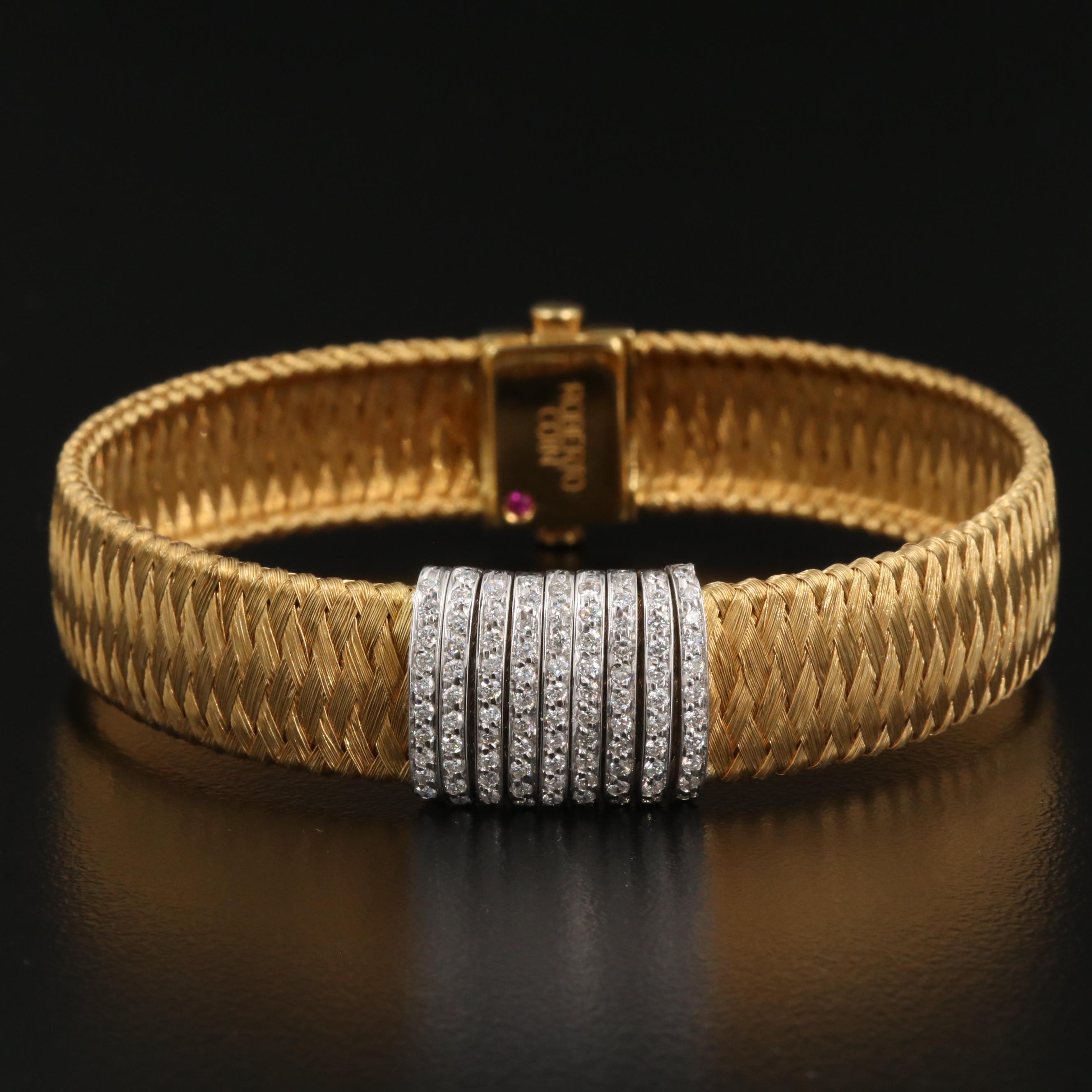 Roberto Coin "Silk Weave" 18K Bracelet with Diamond Accents EBTH