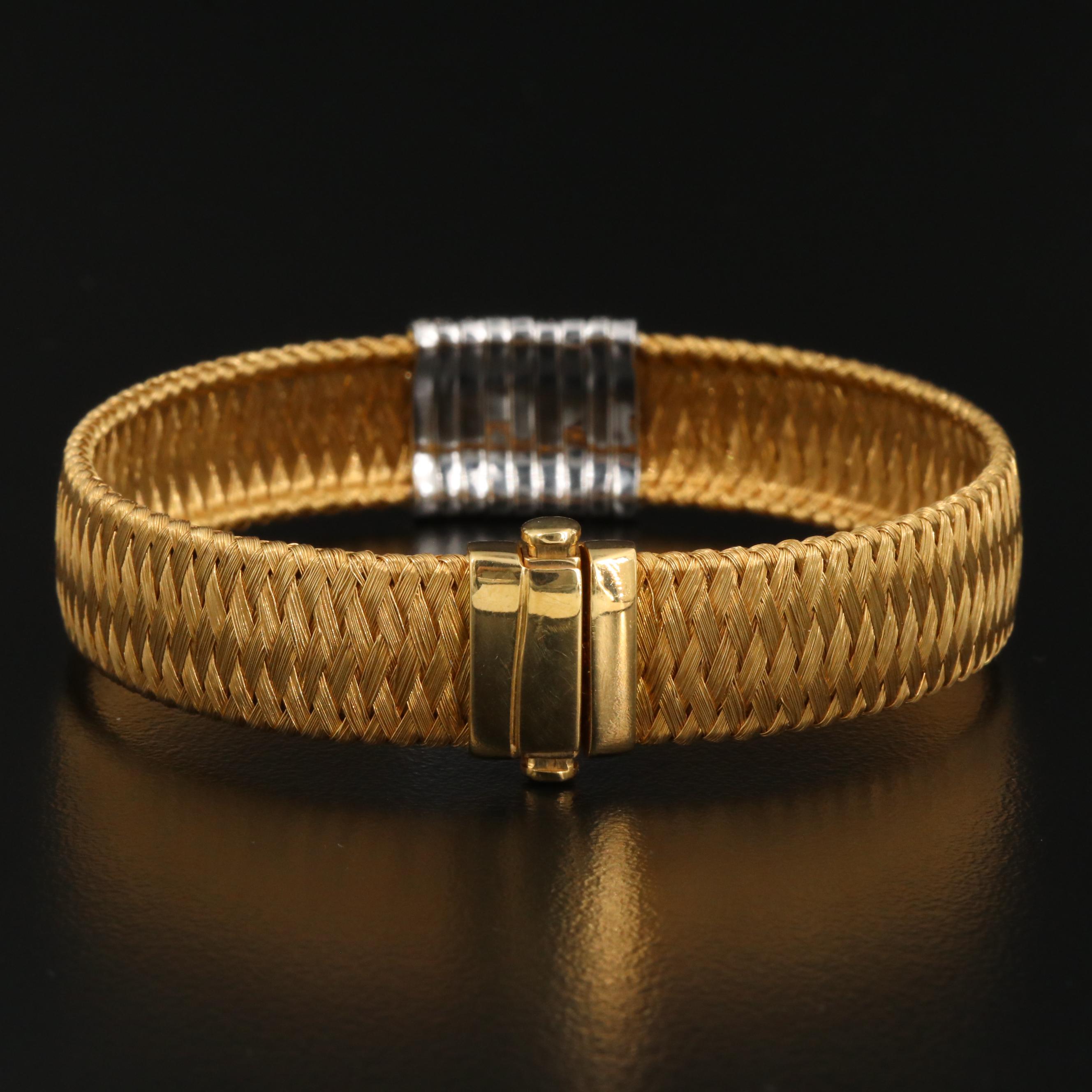 Roberto Coin "Silk Weave" 18K Bracelet with Diamond Accents EBTH