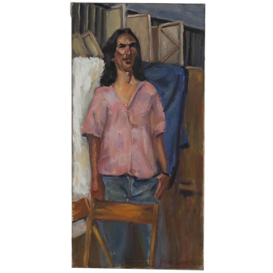 Isaac Sawyer Oil Painting of a Figure, Late 20th Century