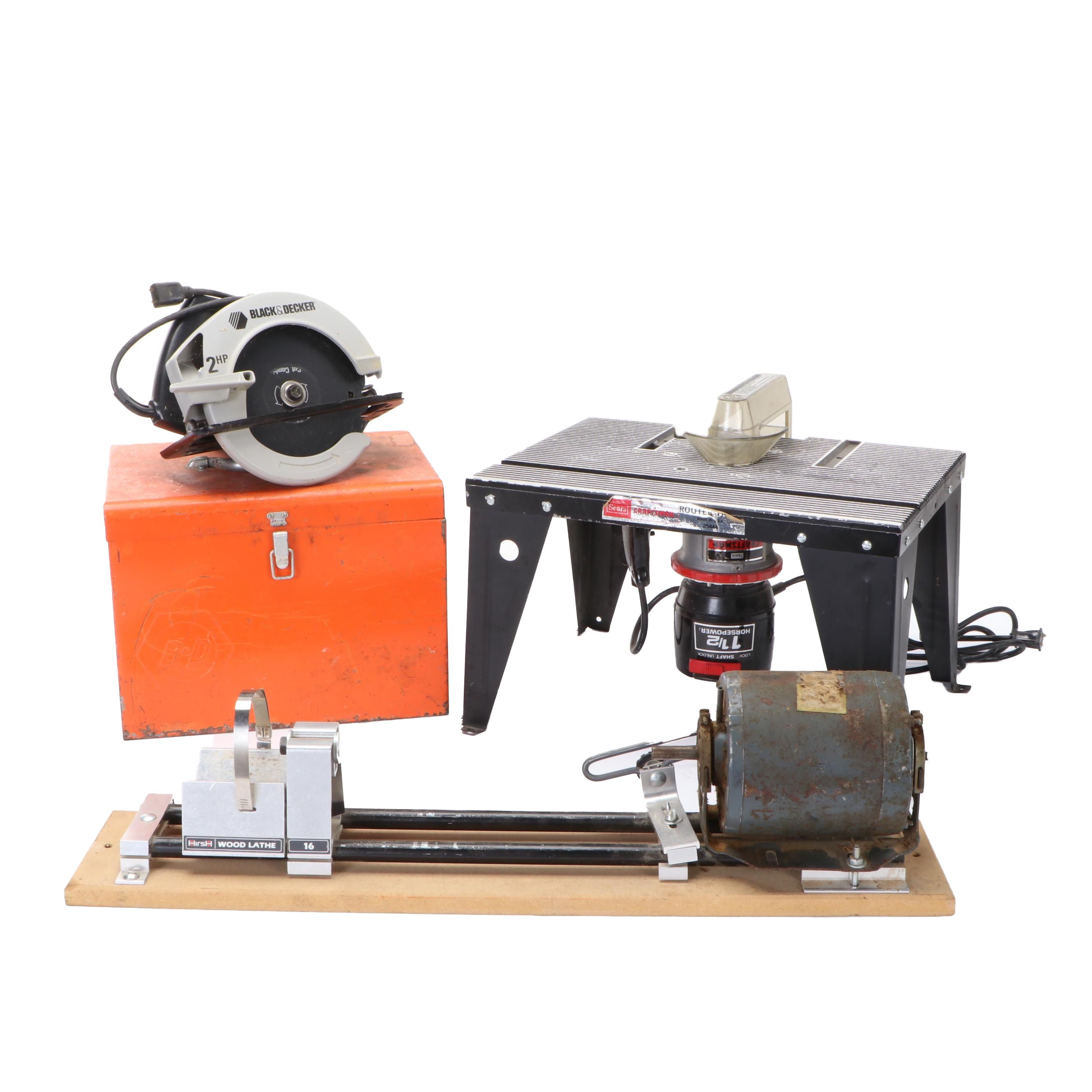 Craftsman Router Table and Hirsh Lathe with B+D Circular Saw EBTH
