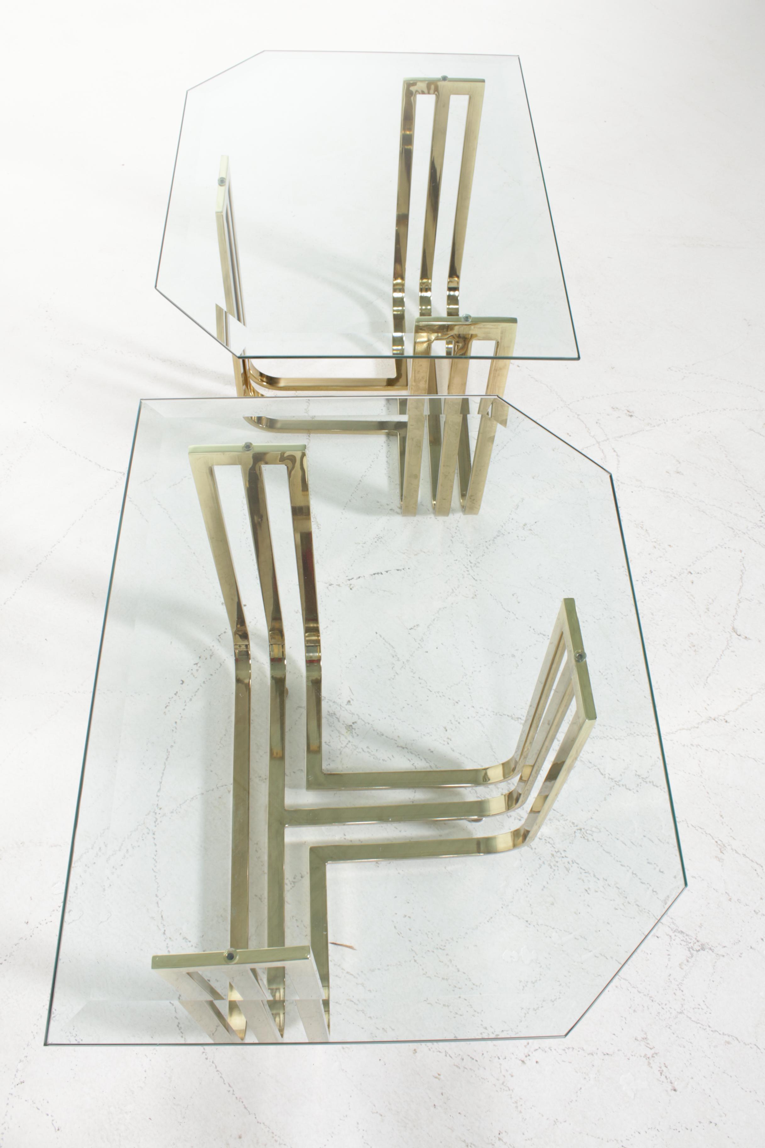 Pair of Contemporary Glass Top Brass Side Table, 21st Century EBTH