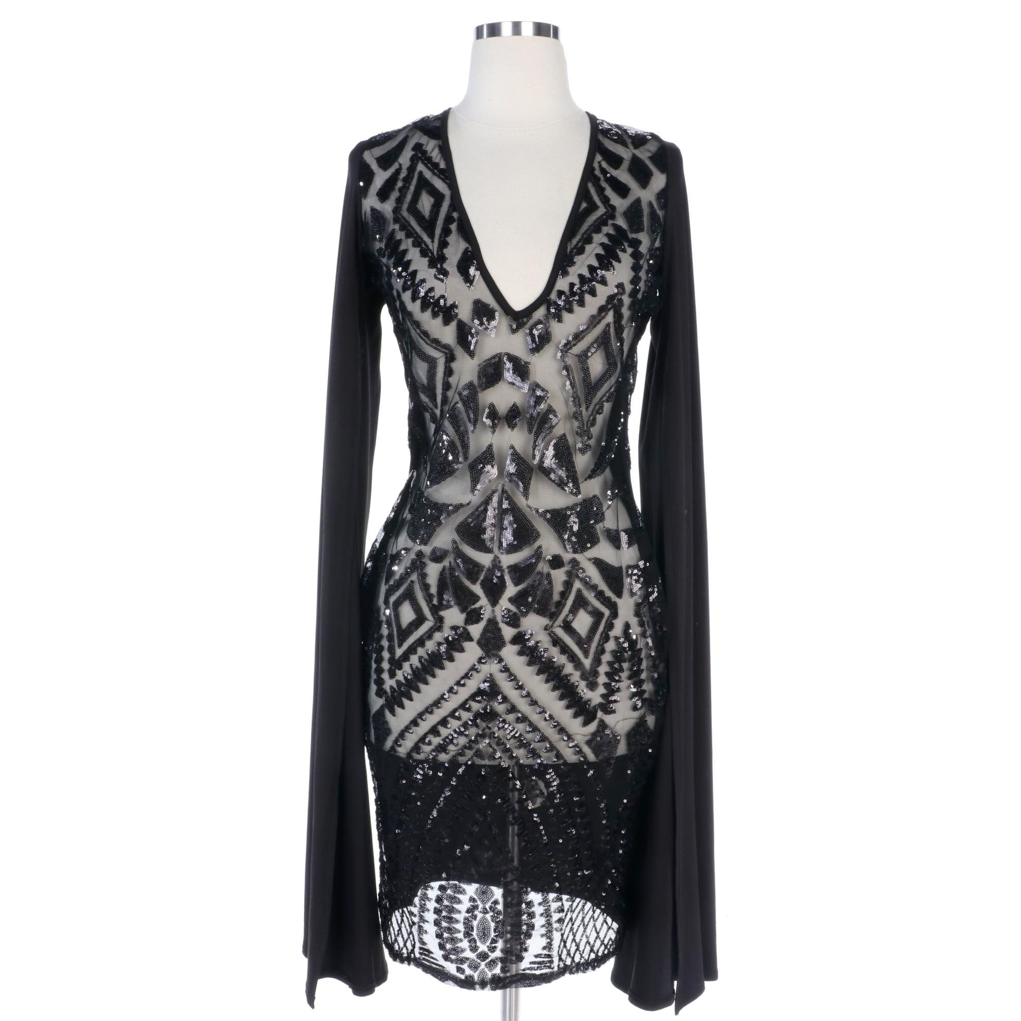 bcbg black sequin dress