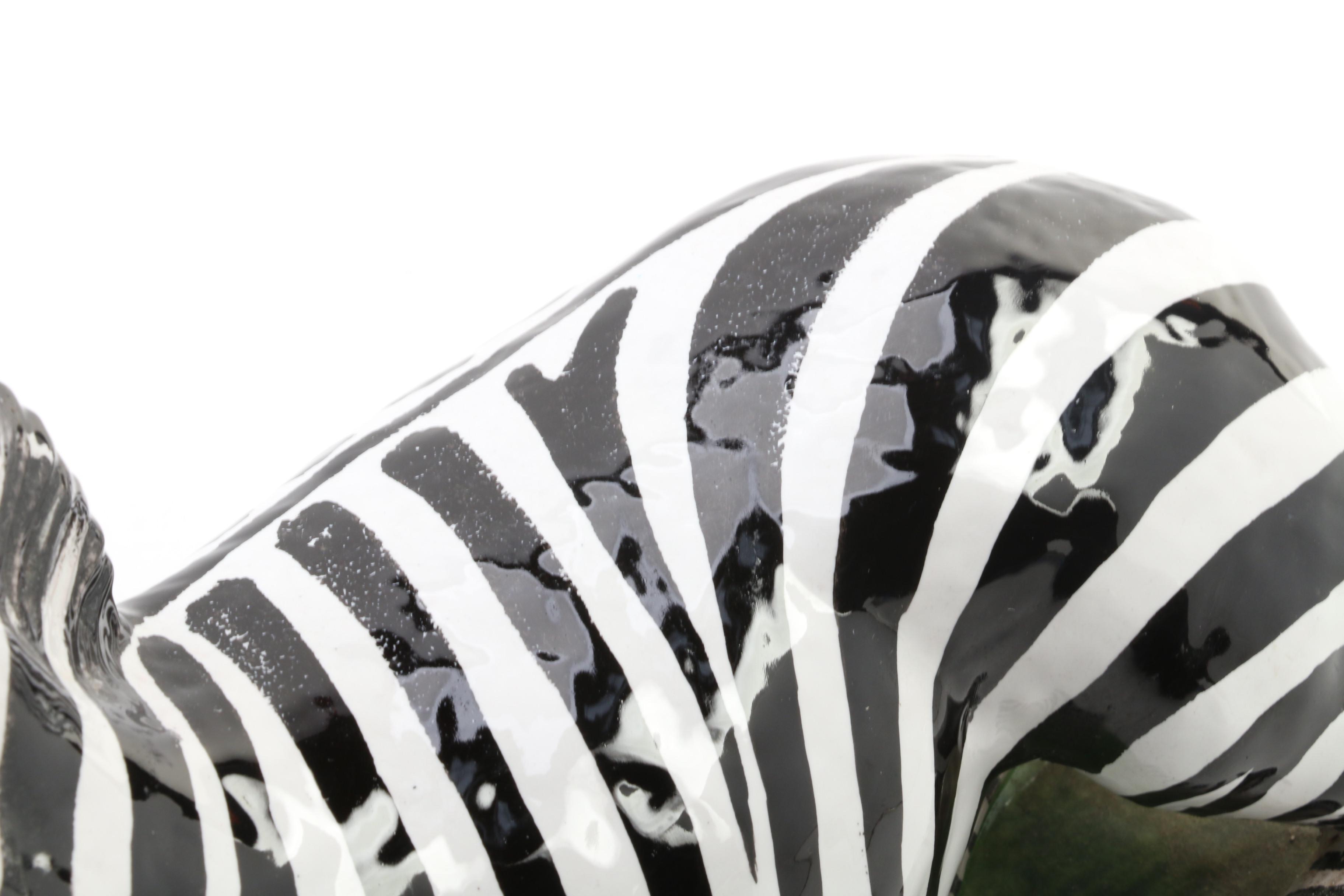 Italian Ceramic Lying Zebra Figurine, Late 20th Century EBTH
