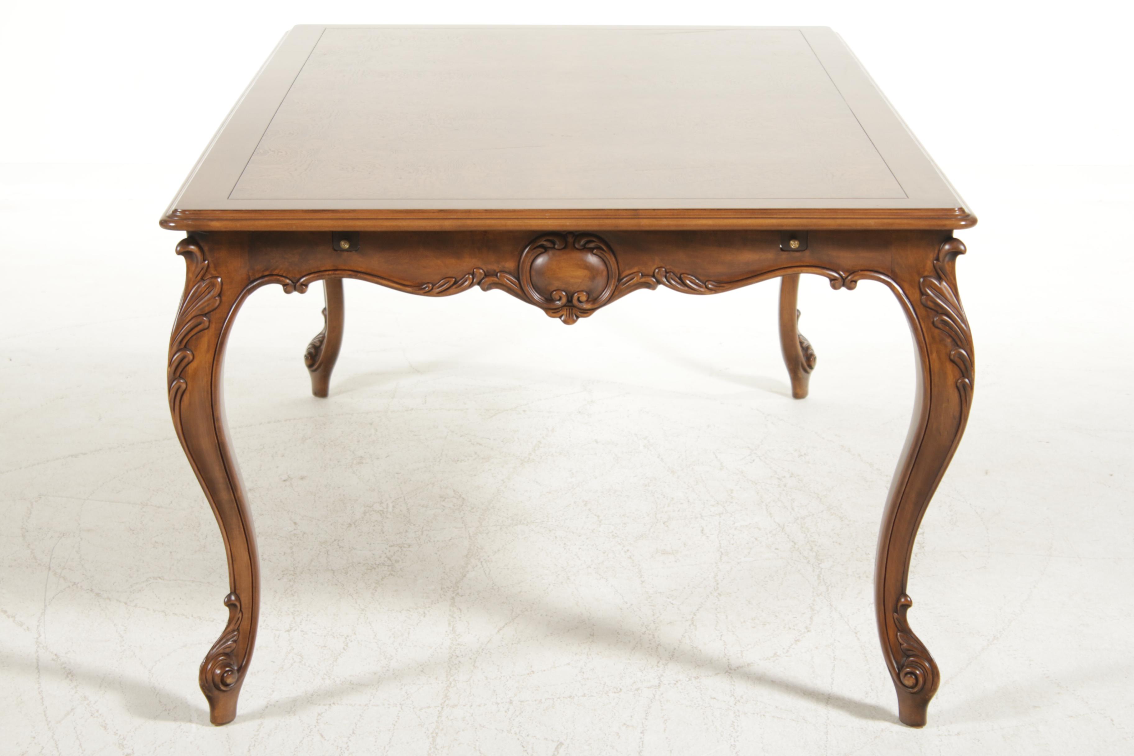 Bau Furniture Louis XV Style Olive Burl Dining Table with Chairs, 21st