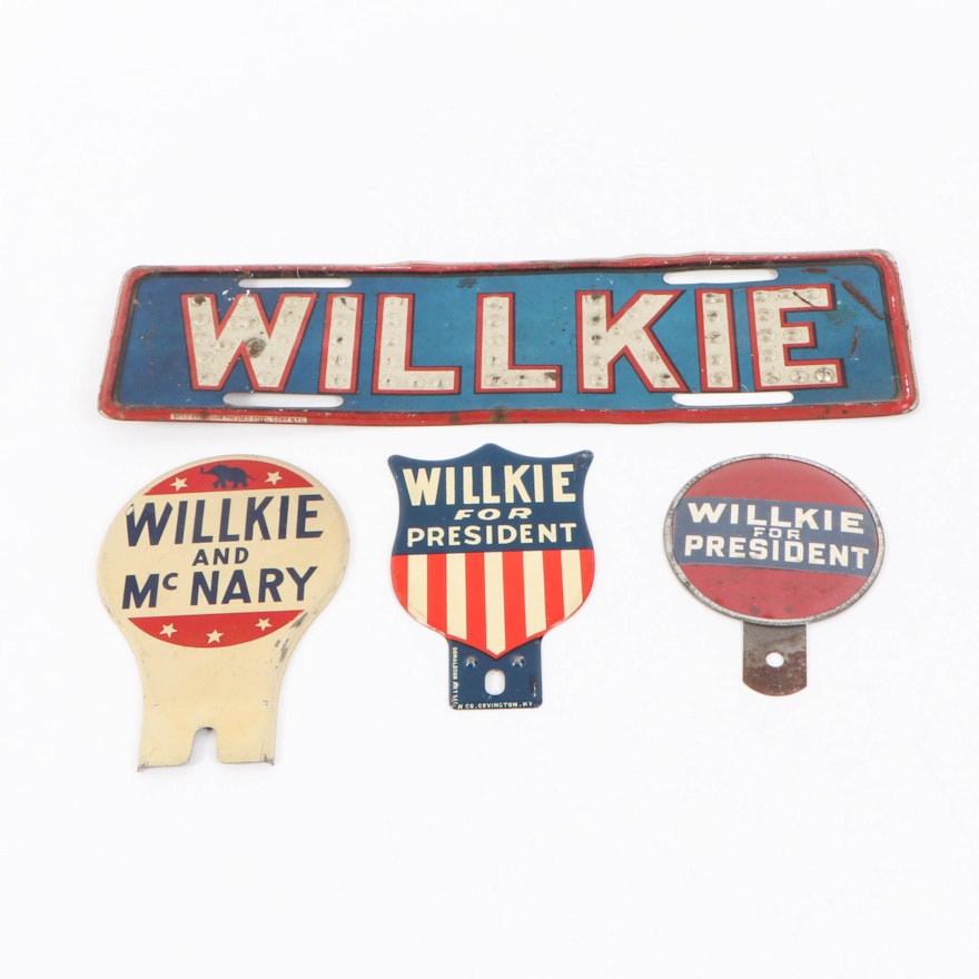 Wendell Willkie License Plates and Tags, 1940s
