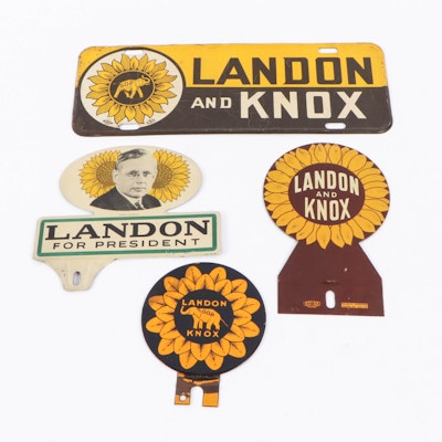 Alf Landon and Frank Knox License Plate and Tags, 1930s Alf Landon and Frank Knox License Plate and Tags, 1930s