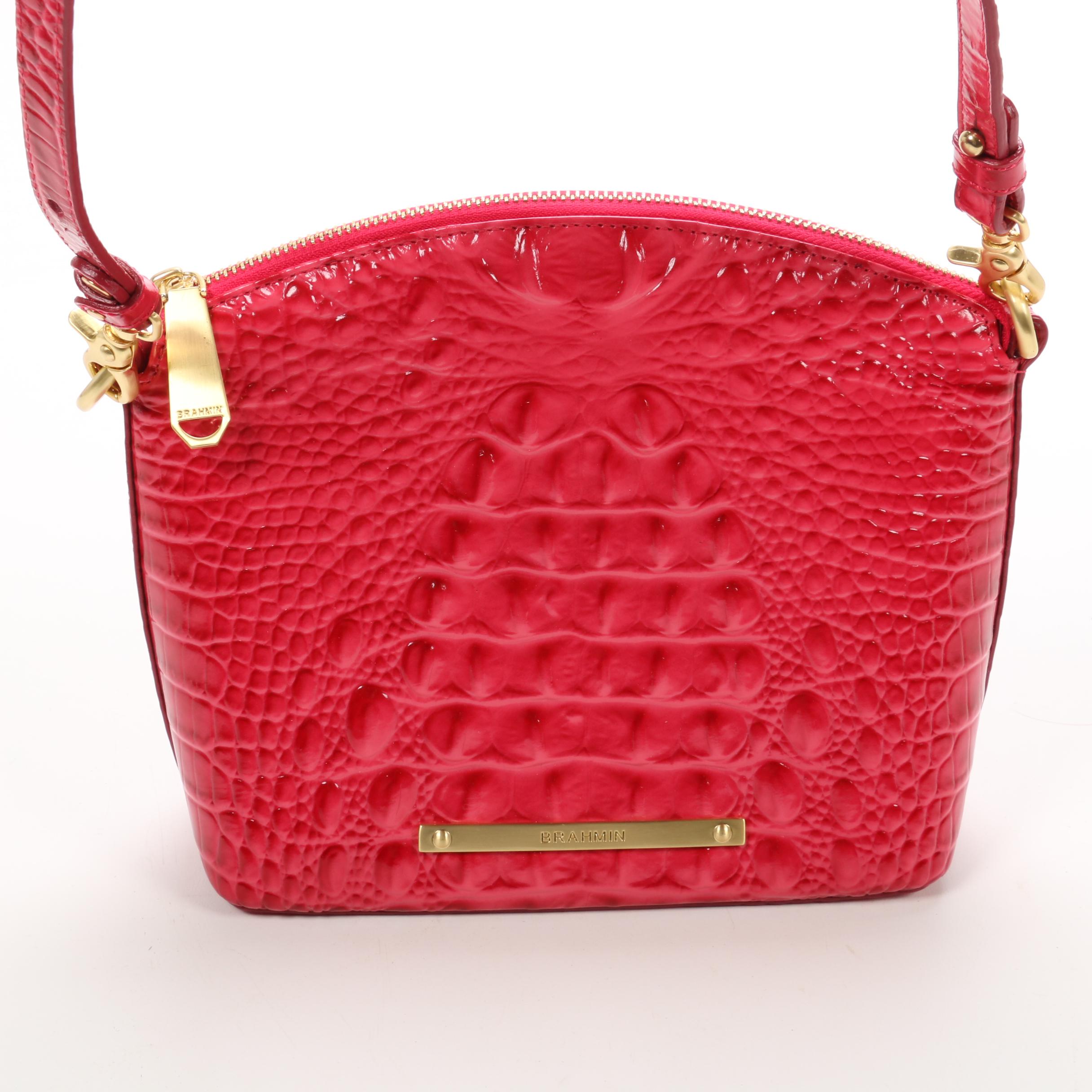Brahmin Red Crocodile Embossed Leather Crossbody Bag EBTH