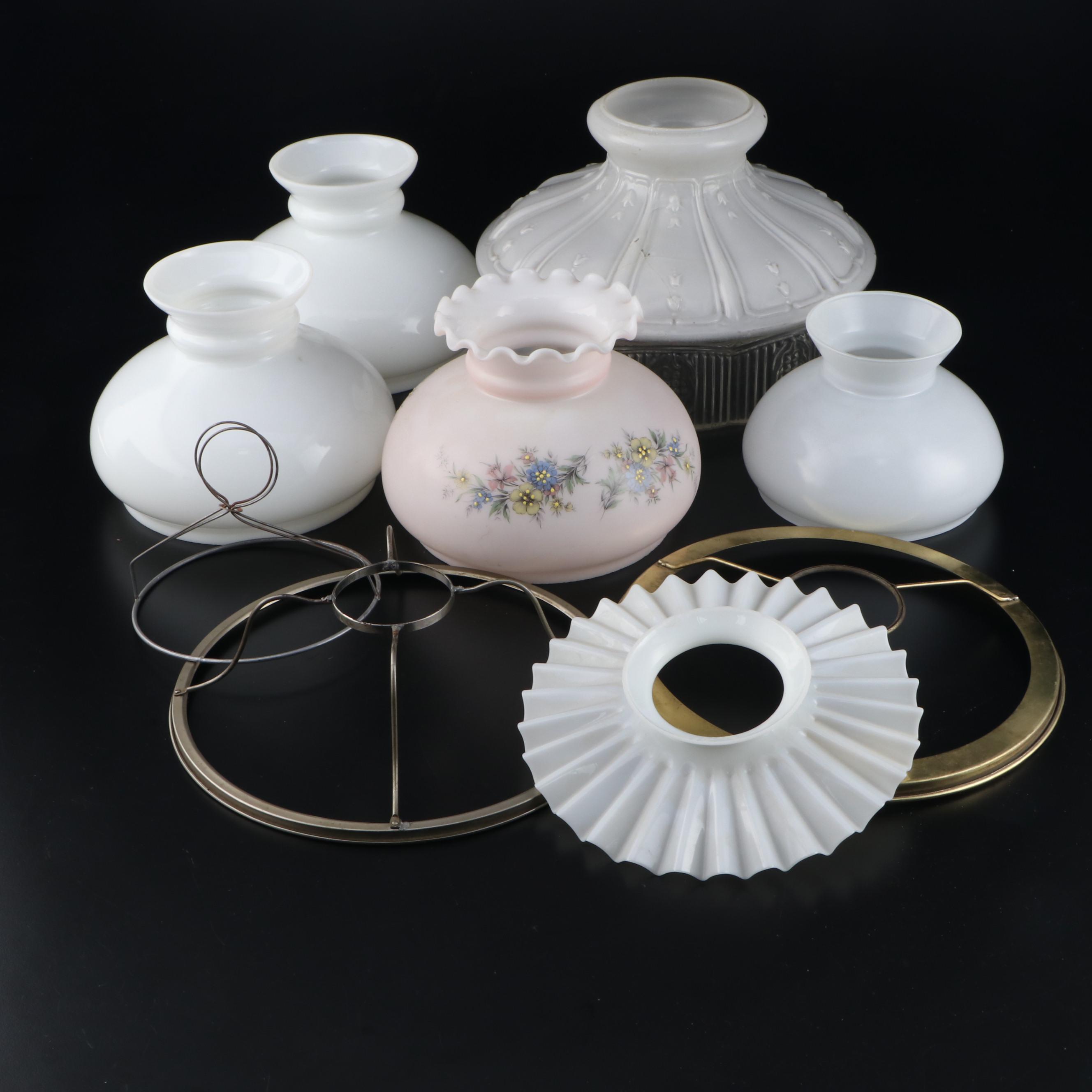 Glass Lamp Shades and Reflector with Wire Shade Adapters EBTH