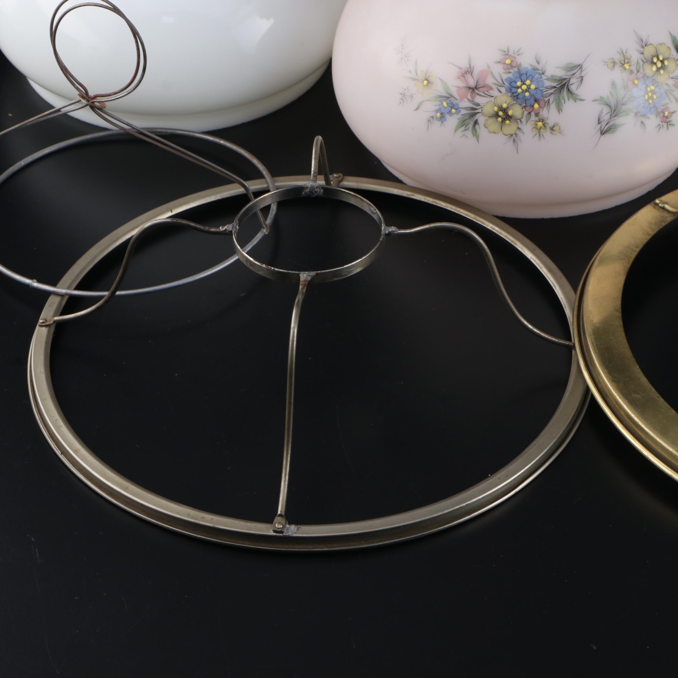 Glass Lamp Shades and Reflector with Wire Shade Adapters EBTH